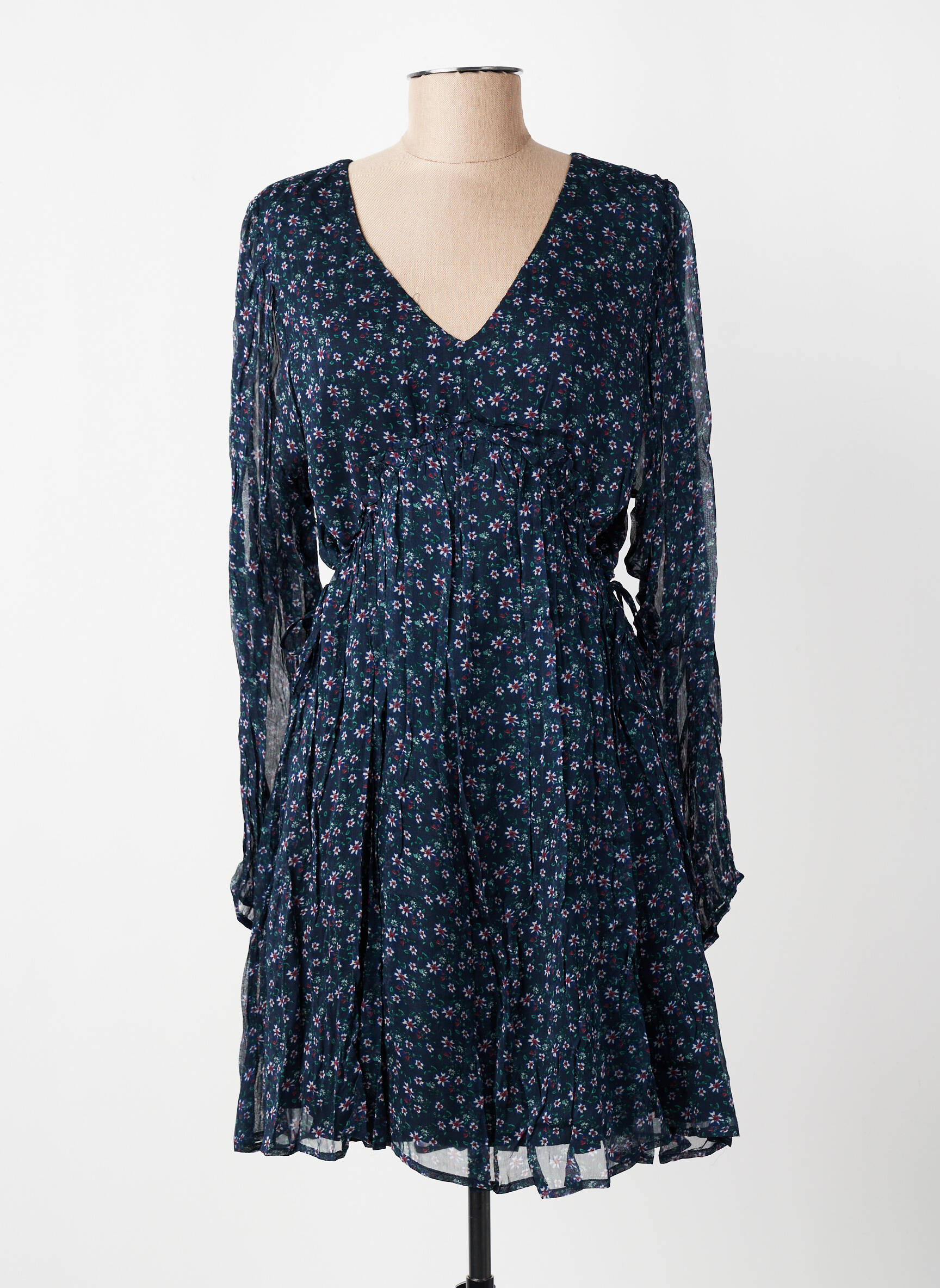 Rochie midi imprimeu floral mâneci lungi albastru MARIE-SIXTINE femeie
