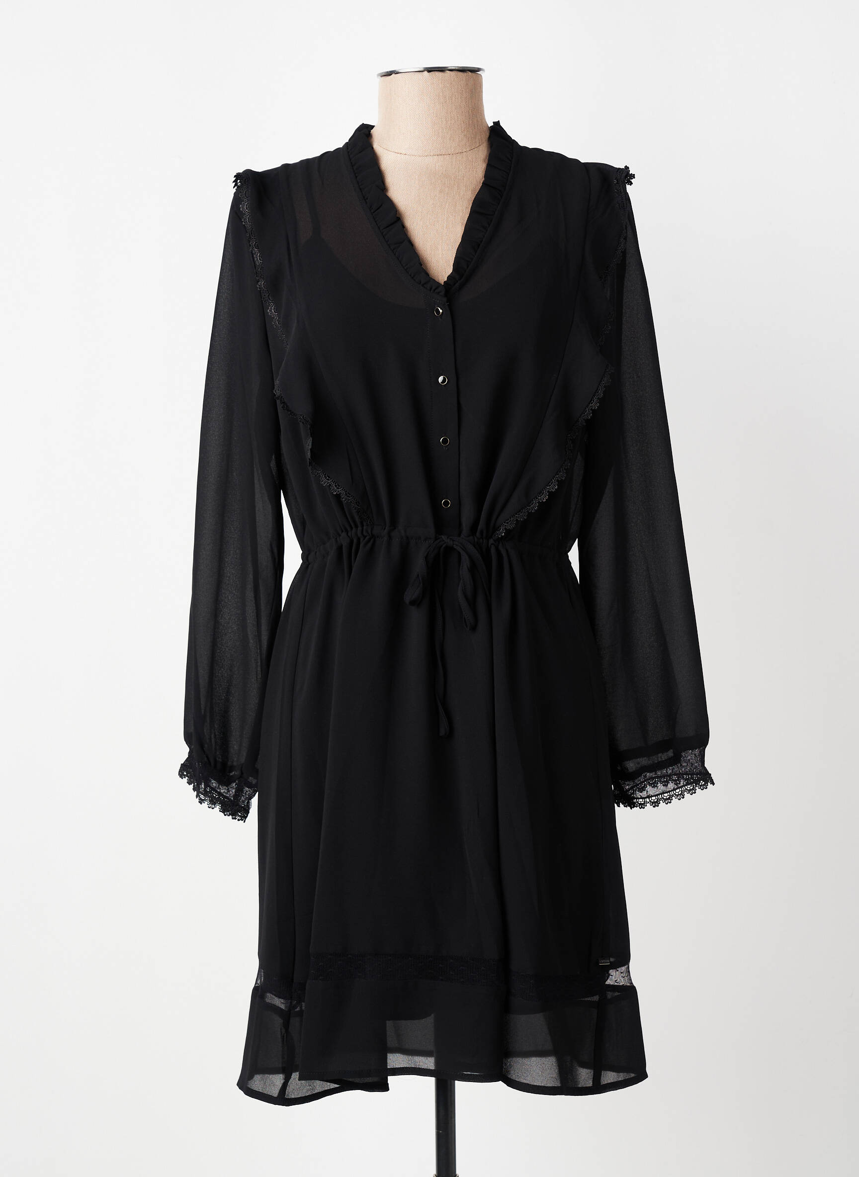 Rochie midi mâneci lungi mâneci lungi negru I.CODE (By IKKS) femeie