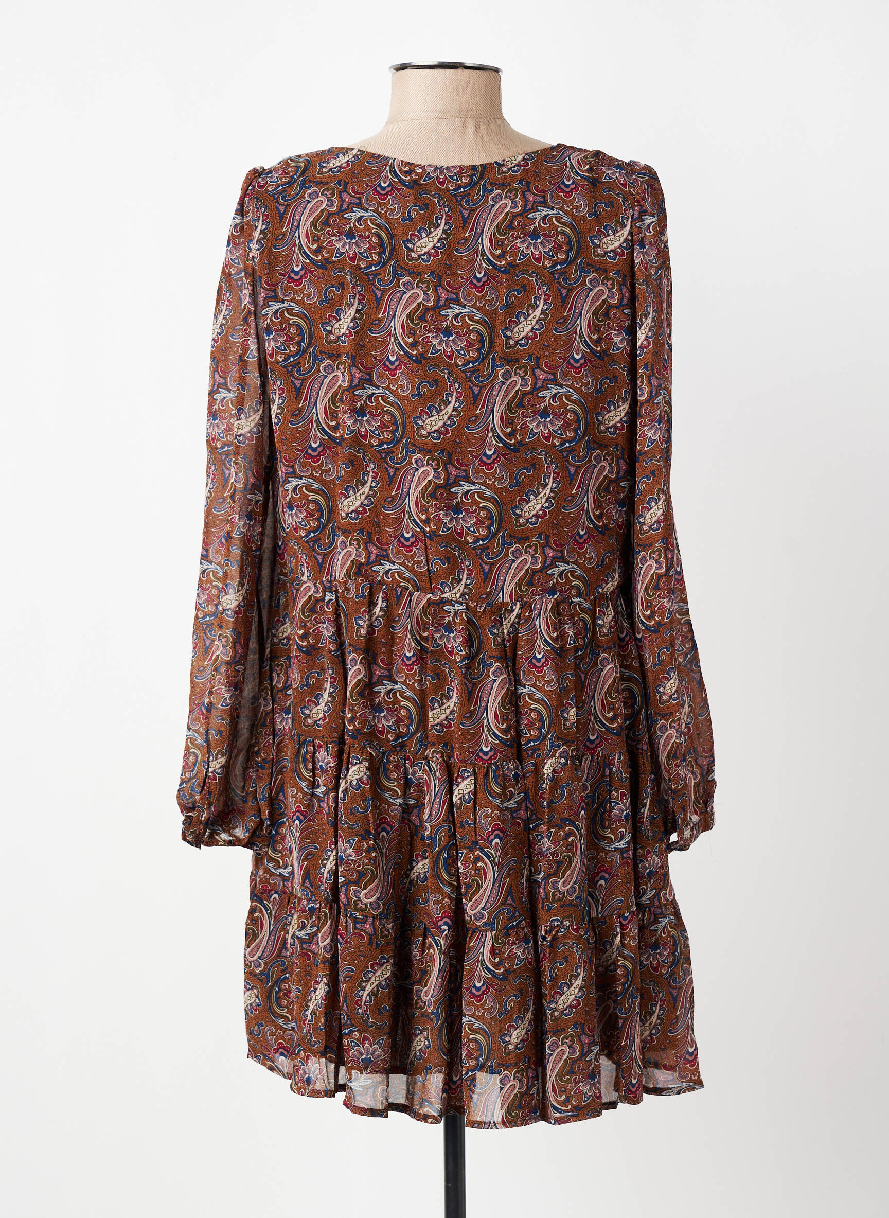 Rochie scurtă mâneci lungi mâneci lungi maro ARTLOVE femeie