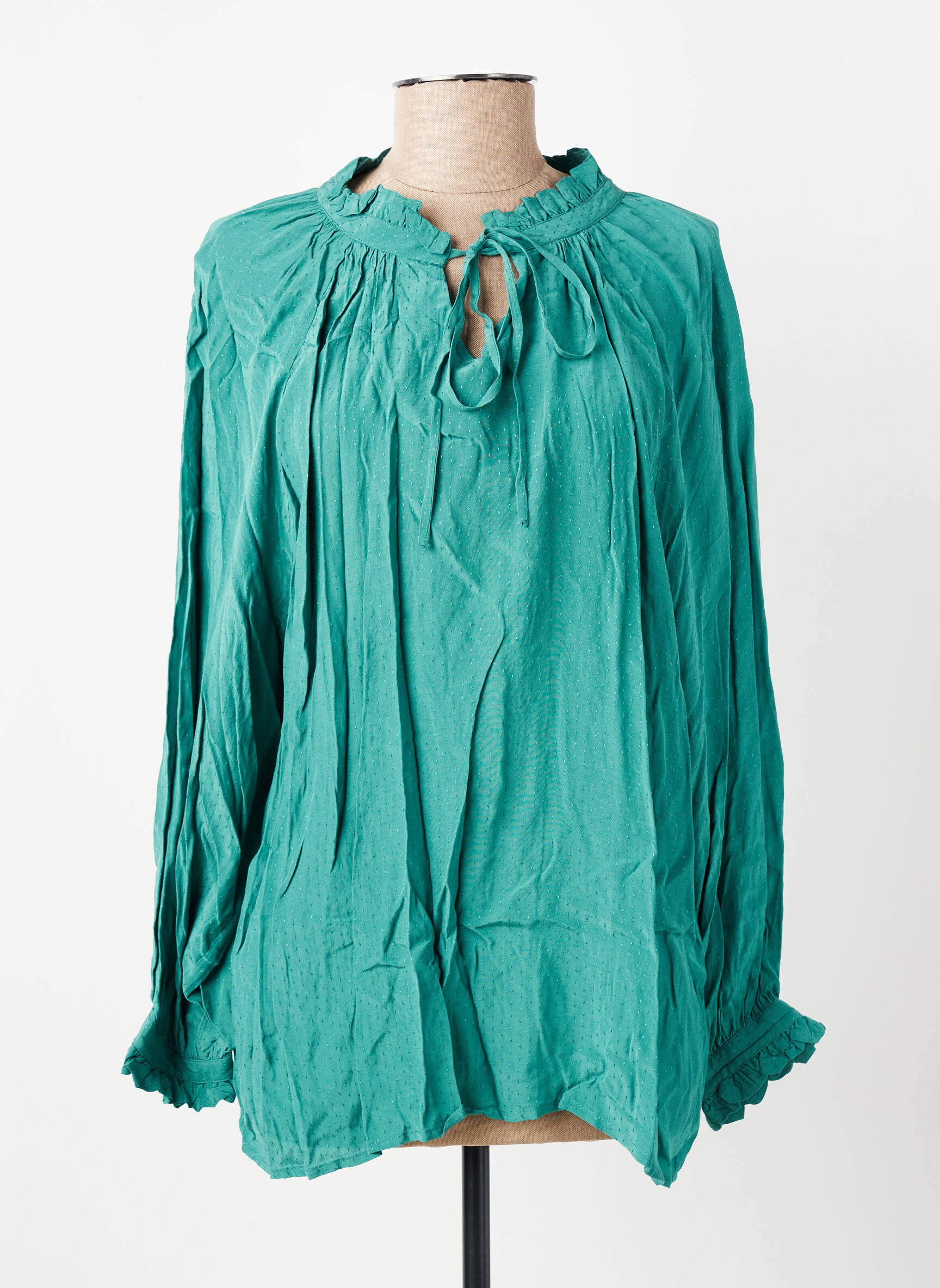 Bluză guler rotund mâneci lungi verde MARIE-SIXTINE femeie