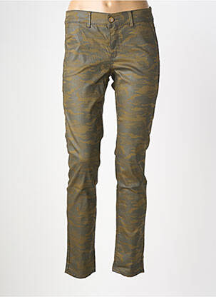 Pantalon chino elasticitate talie joasă verde HAPPY femeie