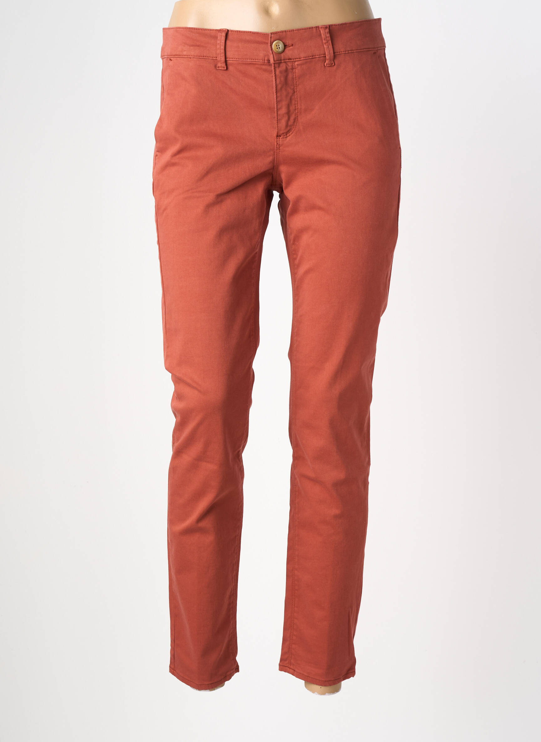 Pantalon chino elasticitate mărime normală portocalie HAPPY femeie