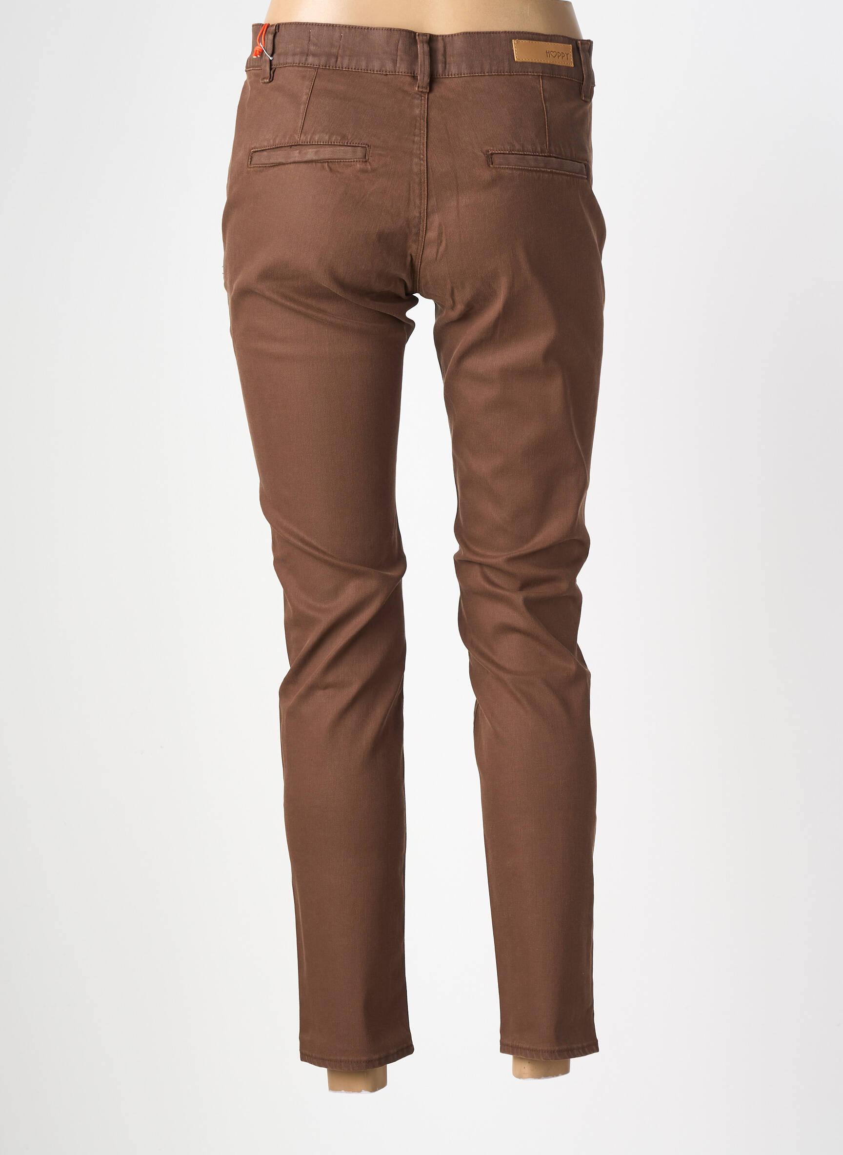 Pantalon chino elasticitate talie joasă maro HAPPY femeie