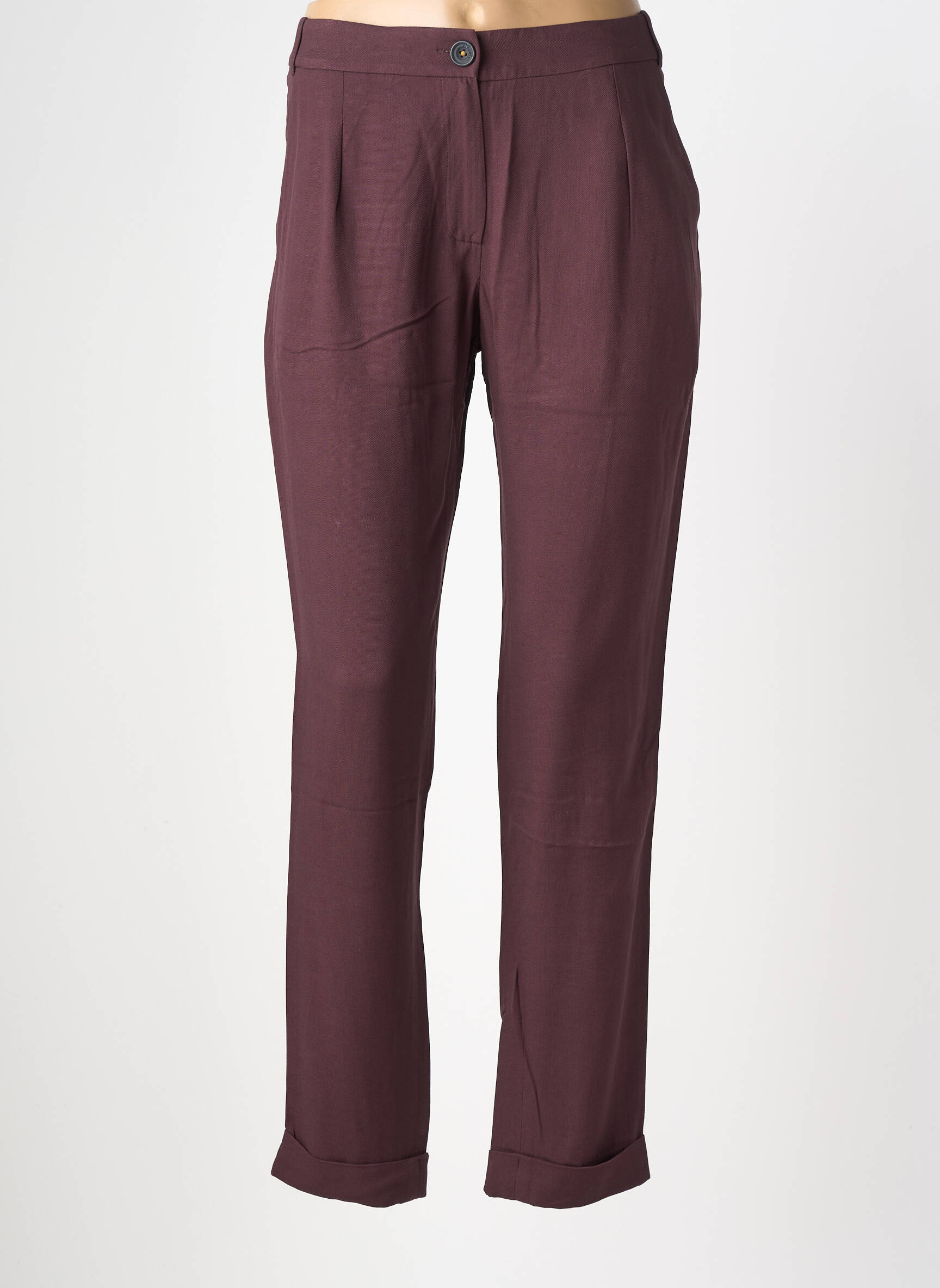 Pantalon chino închidere cu fermoar sub clapetă cu nasturi mărime normală violet TINSELS femeie