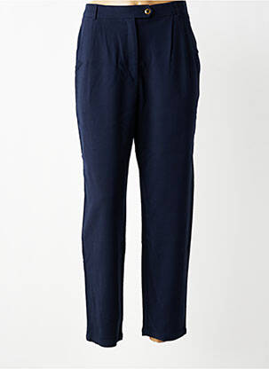 Pantalon drept talie cu cleme mărime normală albastru DES PETITS HAUTS femeie