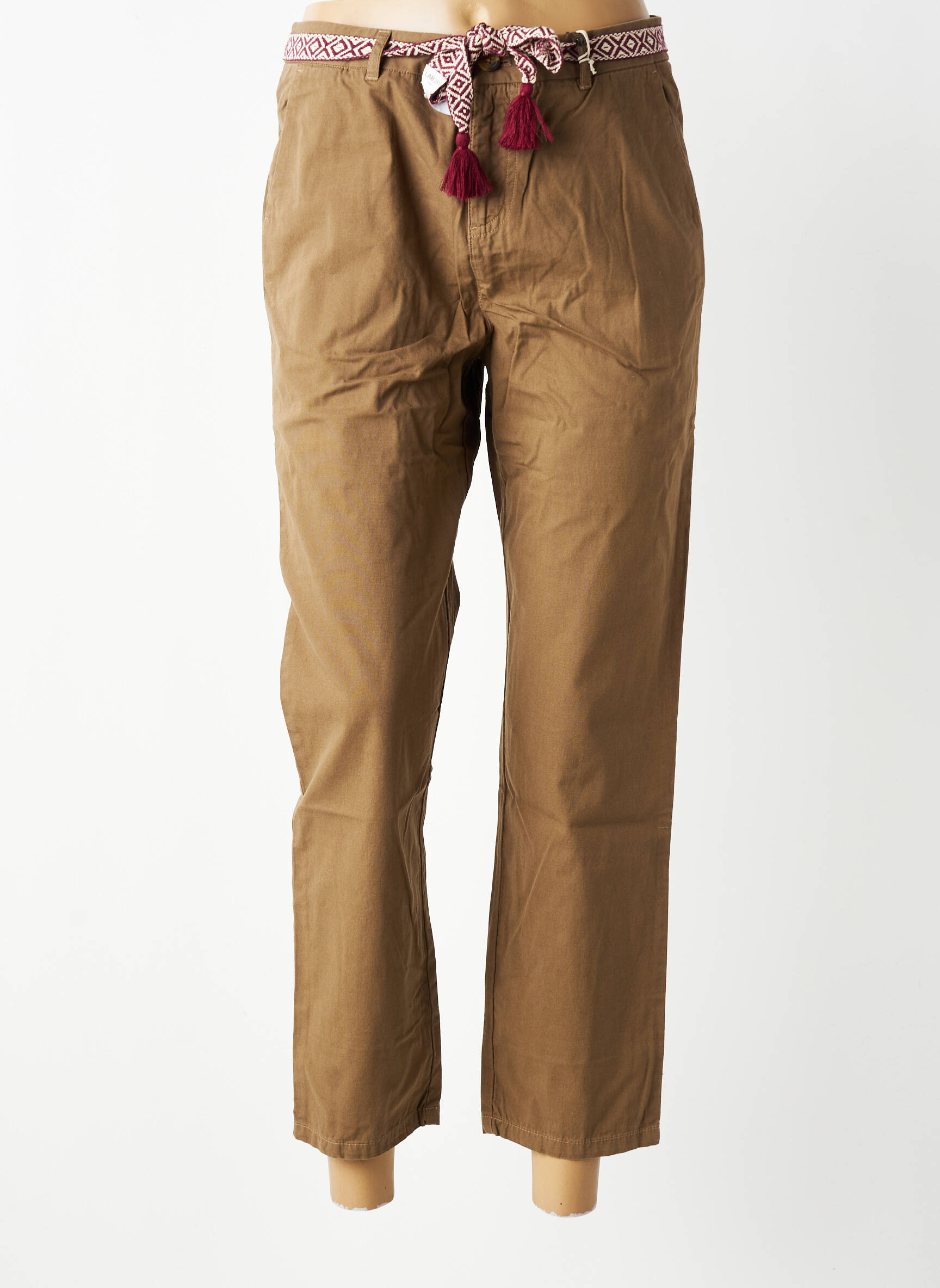 Pantalon chino închidere cu fermoar sub clapetă cu nasturi mărime normală maro LAB DIP PARIS femeie