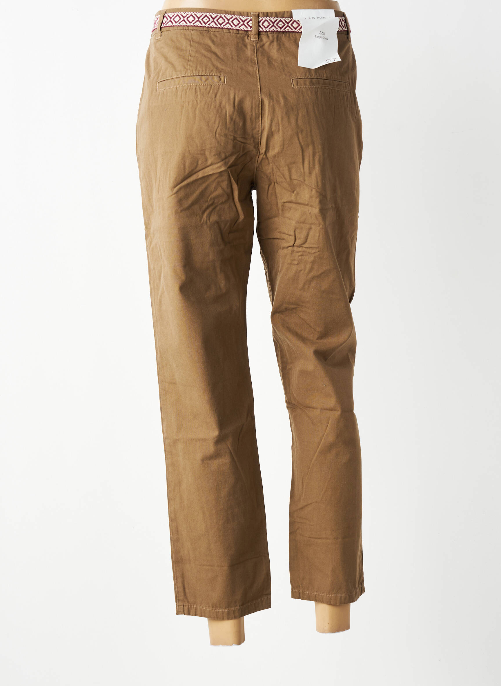 Pantalon chino închidere cu fermoar sub clapetă cu nasturi mărime normală maro LAB DIP PARIS femeie
