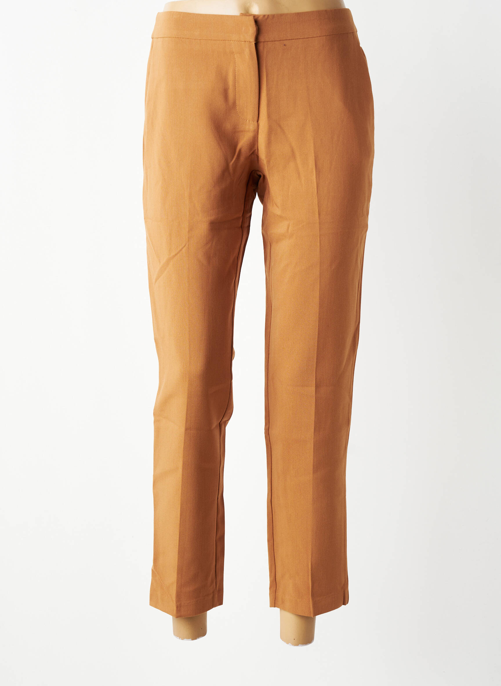 Pantalon chino închidere cu fermoar sub clapetă cu cârlig mărime normală maro Y'COO femeie