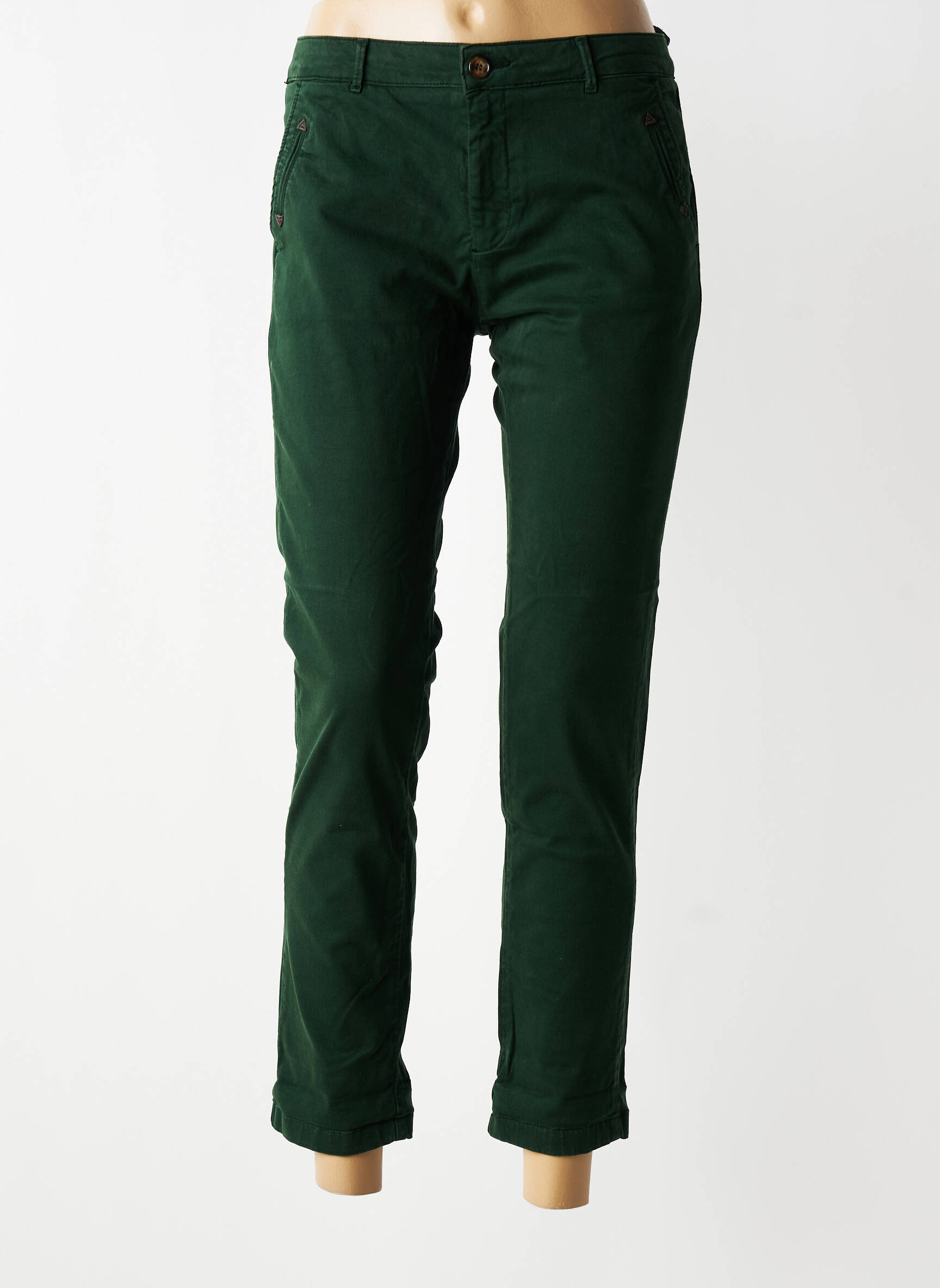 Pantalon chino elasticitate mărime normală verde închis HOD femeie