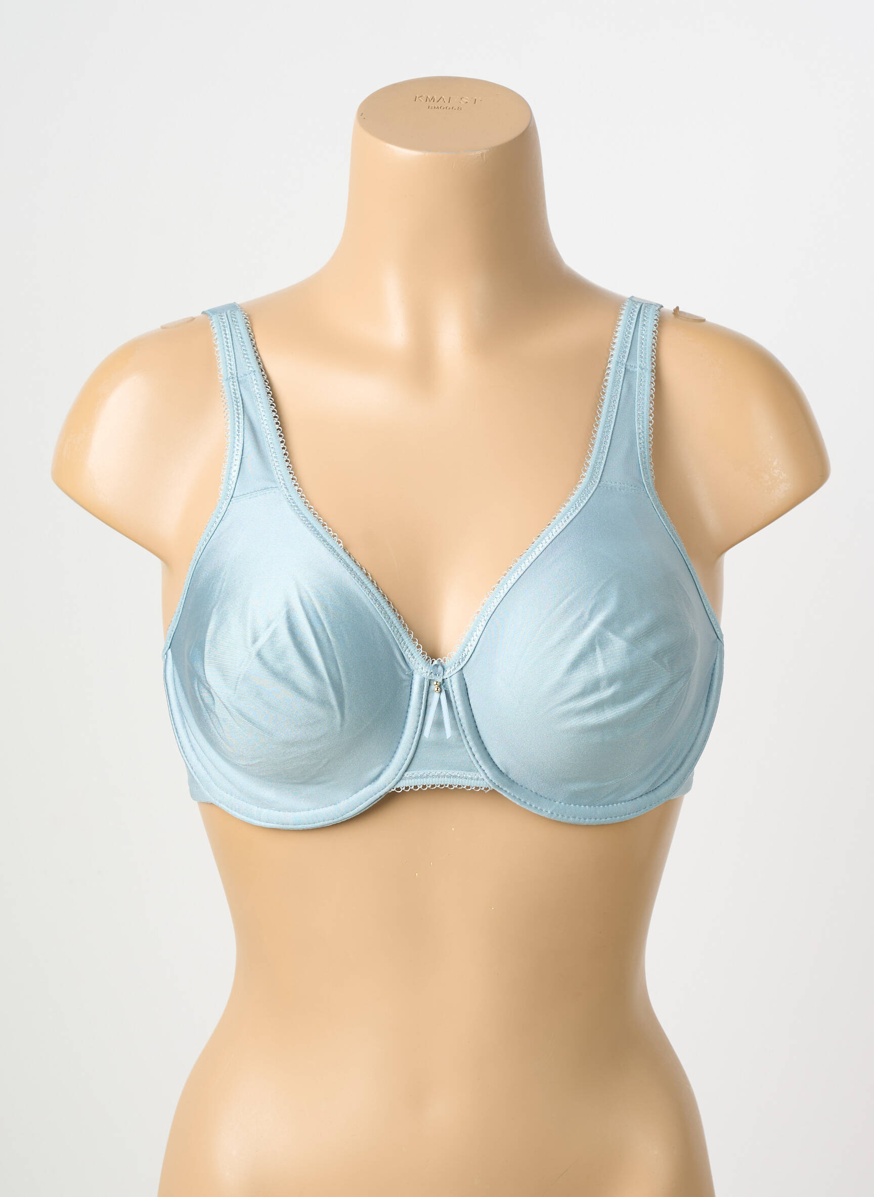Sutien efect material satinat sutien cupe întregi cu decolteu înalt albastru WACOAL femeie