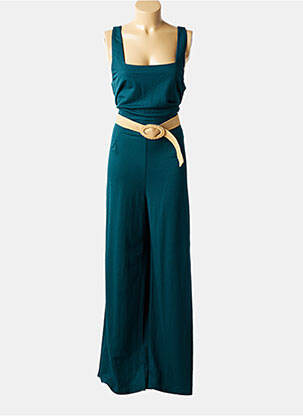 Salopetă-pantalon țesătură crep bretele subțiri verde TIFFOSI femeie