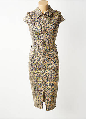 Rochie midi mâneci scurte mâneci scurte maro DENIM LIFE femeie