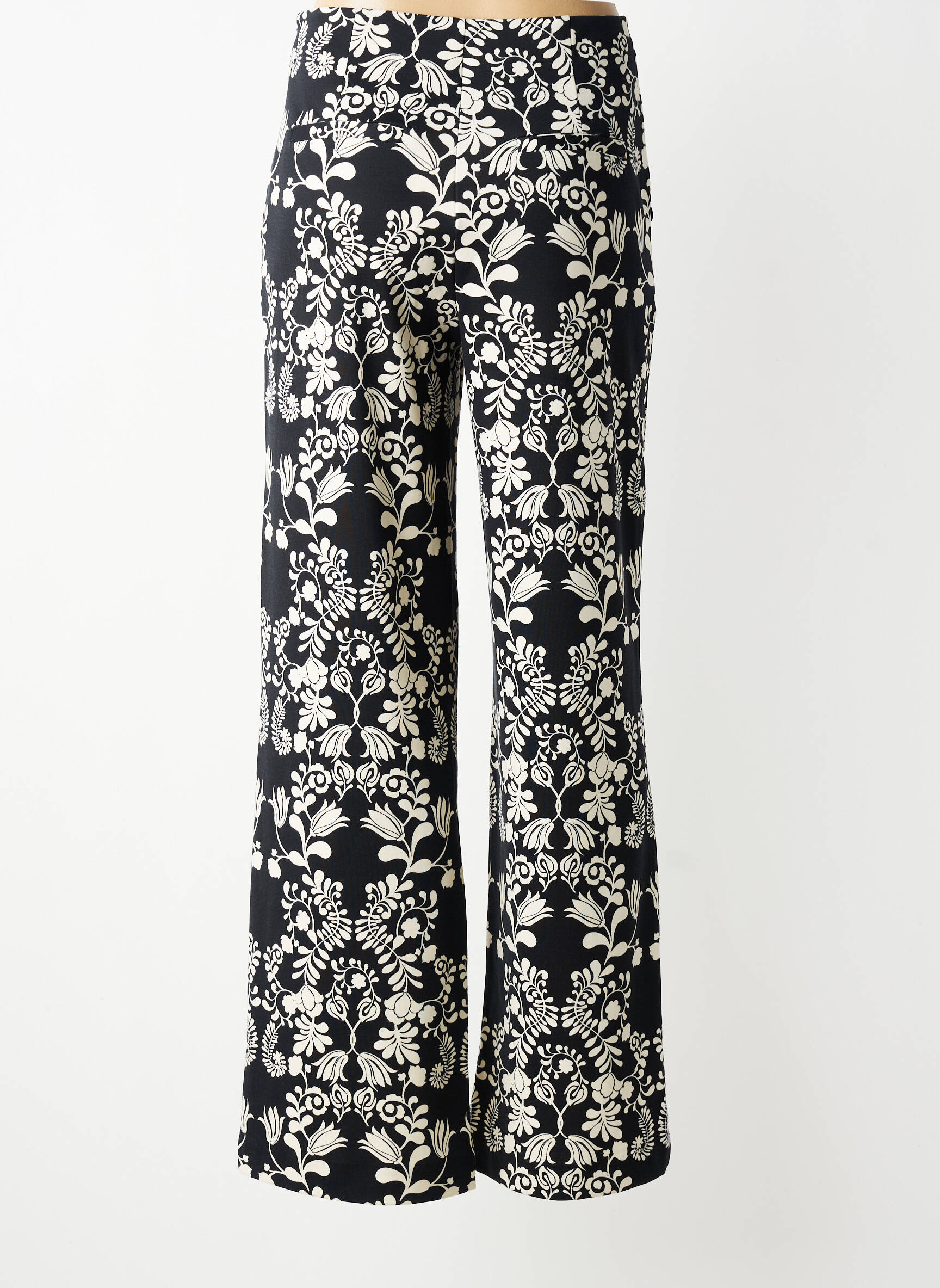 Pantalon larg închidere cu fermoar lateral talie înaltă negru ICHI femeie