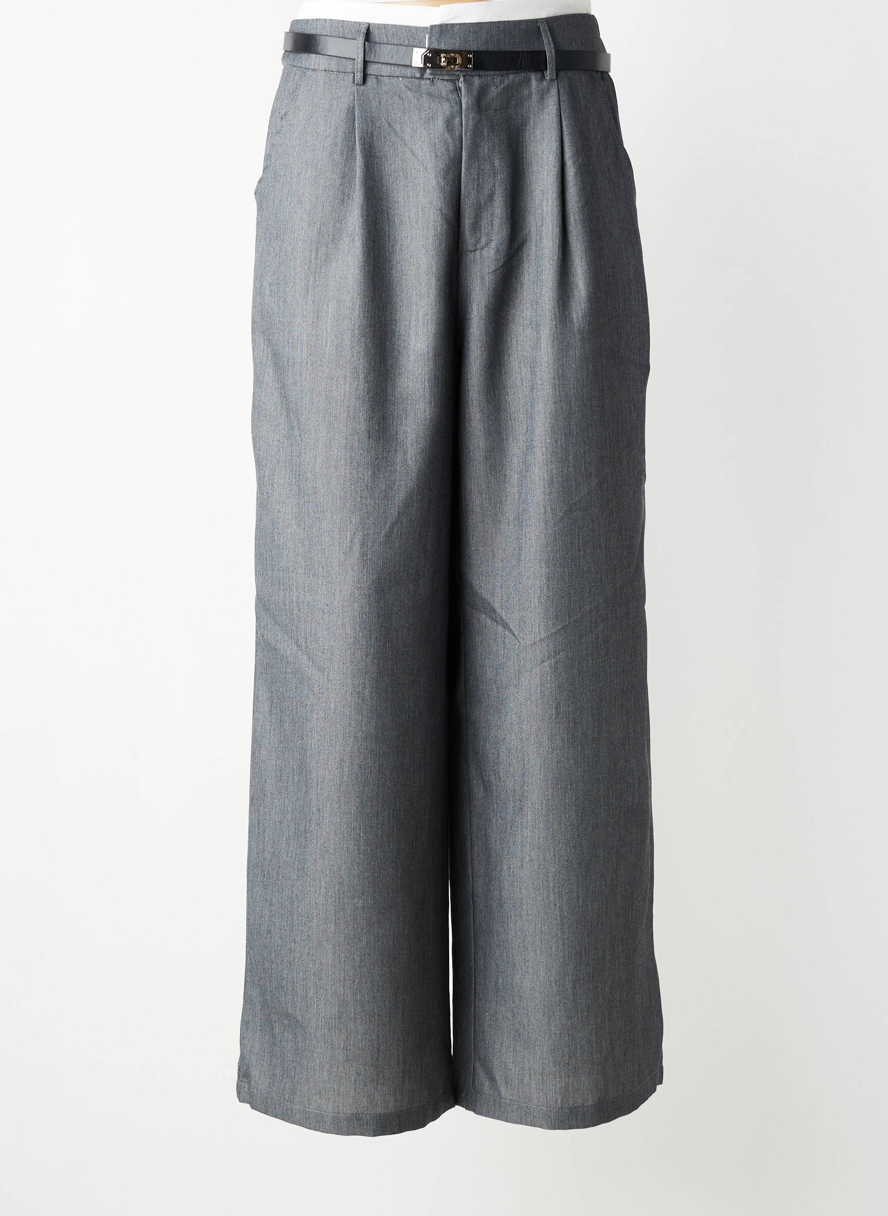 Pantalon larg închidere cu fermoar sub clapetă cu cârlig mărime normală gri STELLA femeie
