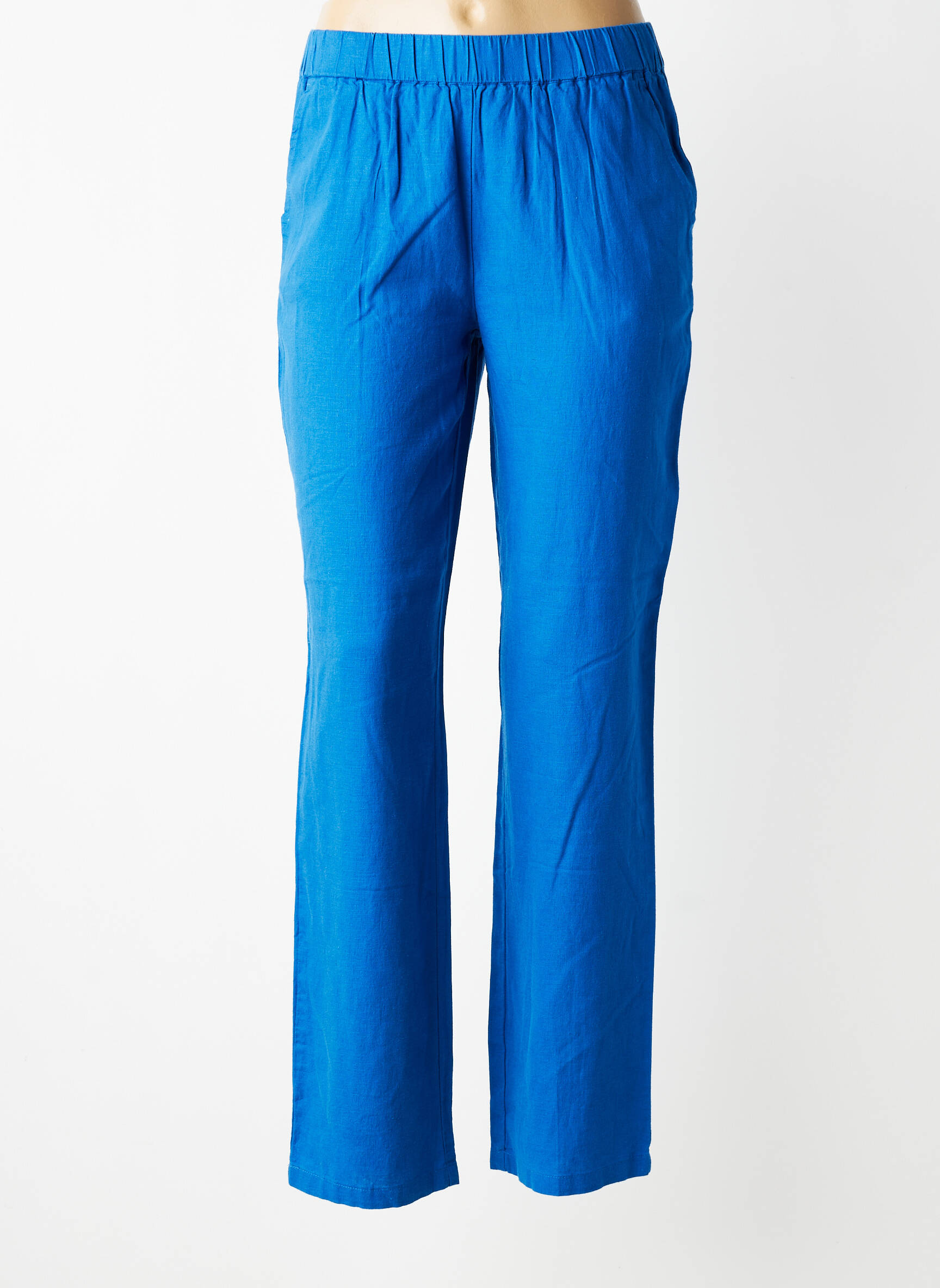 Pantalon drept țesătură crep mărime normală albastru ÉTYMOLOGIE femeie