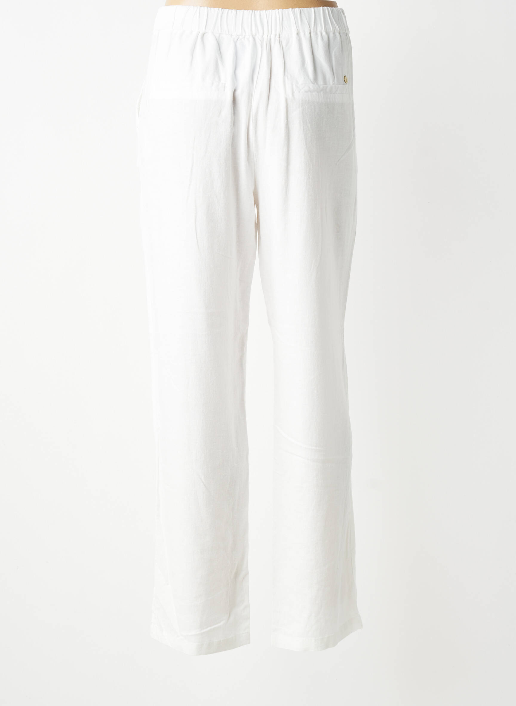 Pantalon drept țesătură poplin mărime normală alb ÉTYMOLOGIE femeie
