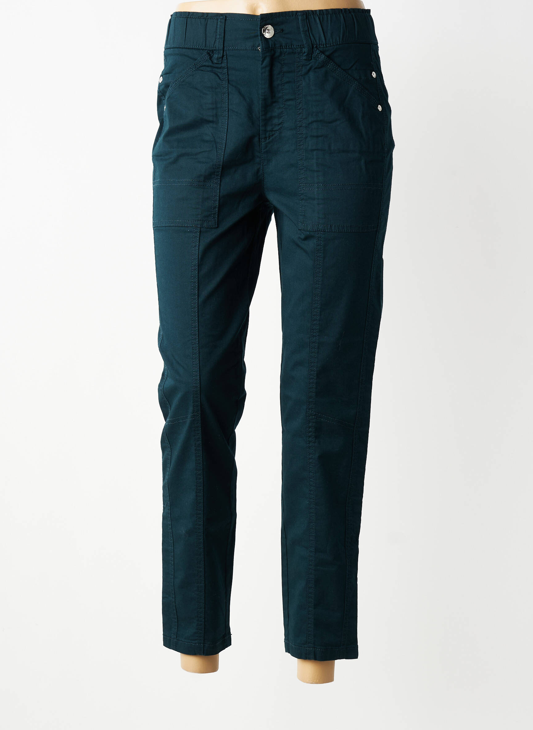 Pantalon 7/8 talie înaltă talie înaltă verde STREET ONE femeie