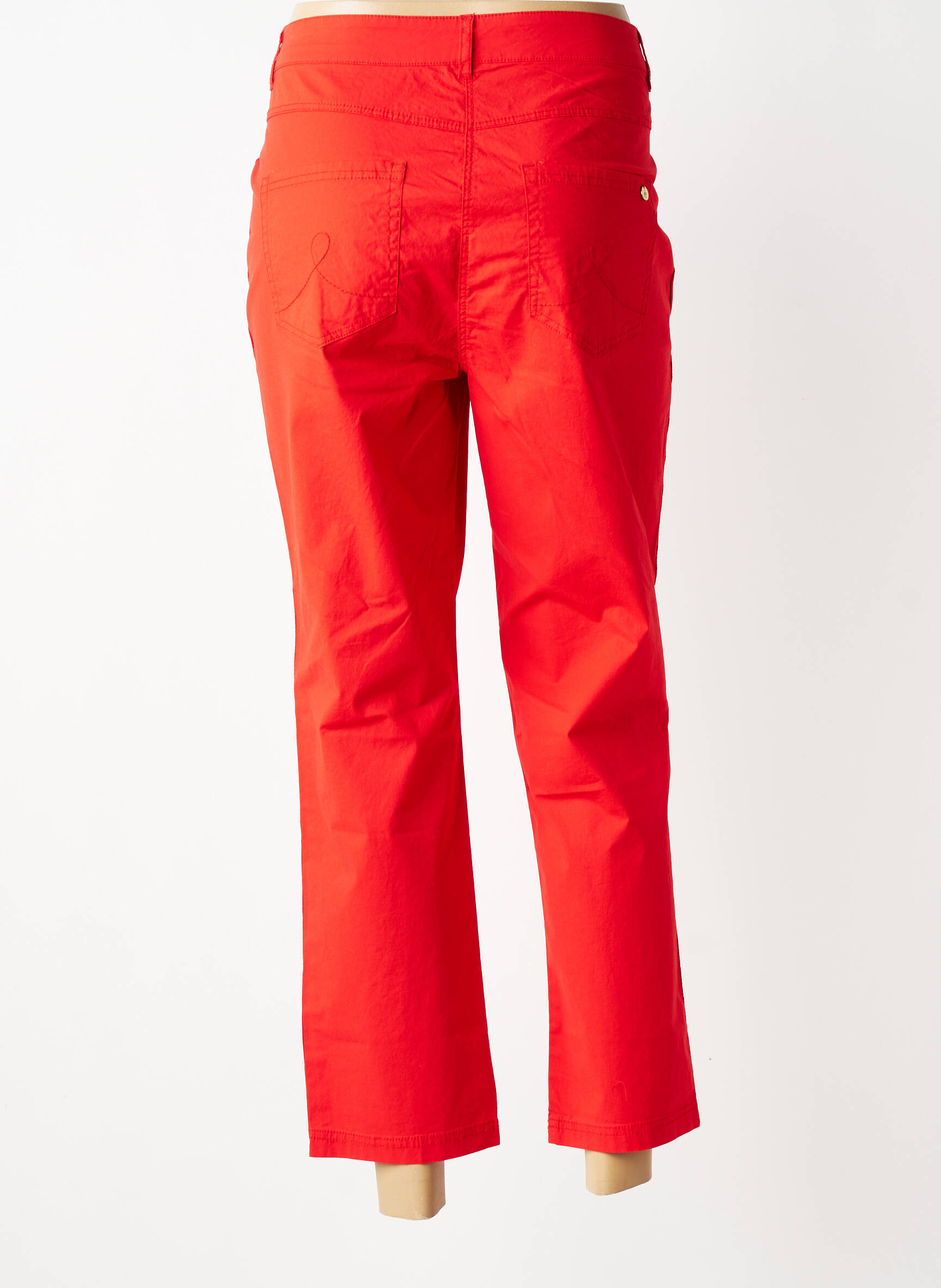 Pantalon 7/8 țesătură poplin mărime normală roșu ÉTYMOLOGIE femeie
