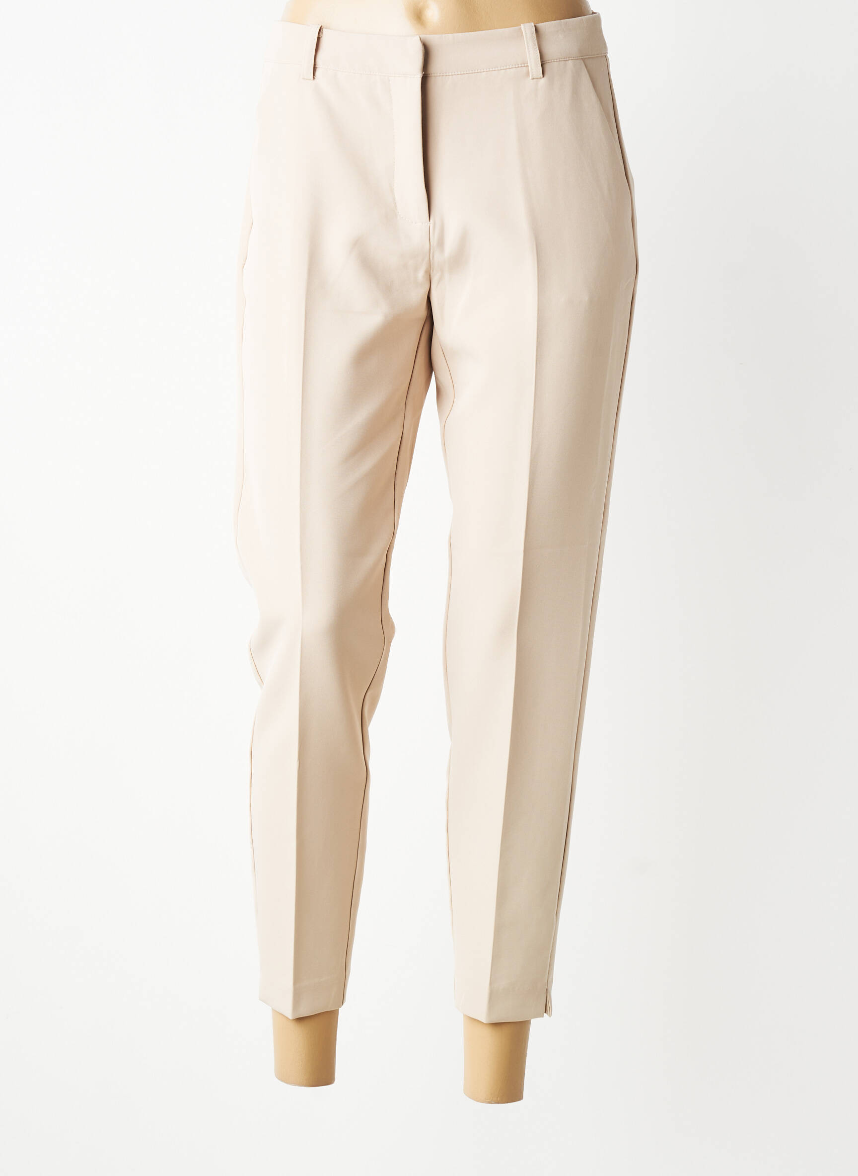 Pantalon 7/8 talie cu cleme mărime normală bej ICHI femeie