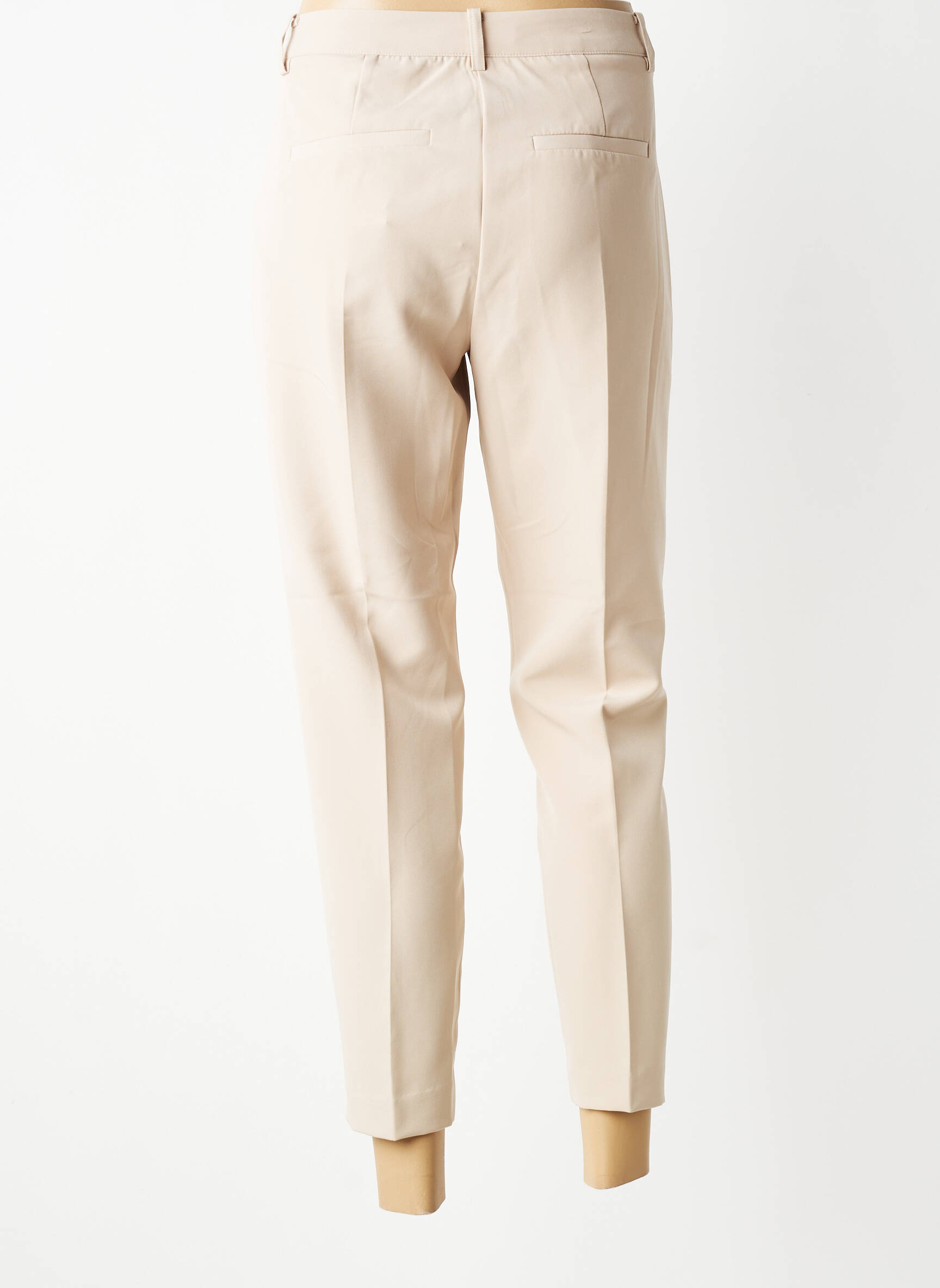 Pantalon 7/8 talie cu cleme mărime normală bej ICHI femeie
