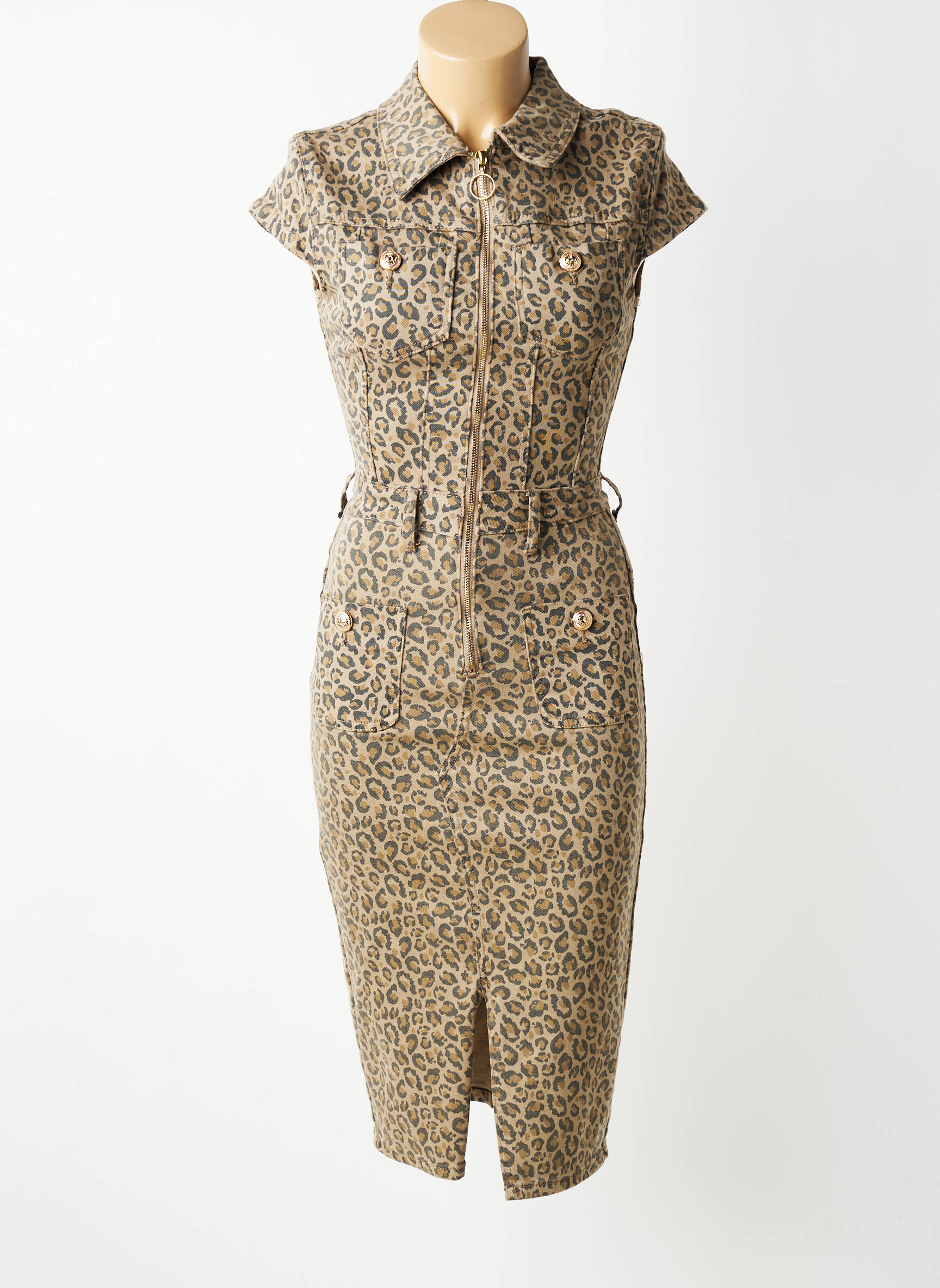 Rochie midi mâneci scurte mâneci scurte maro DENIM LIFE femeie