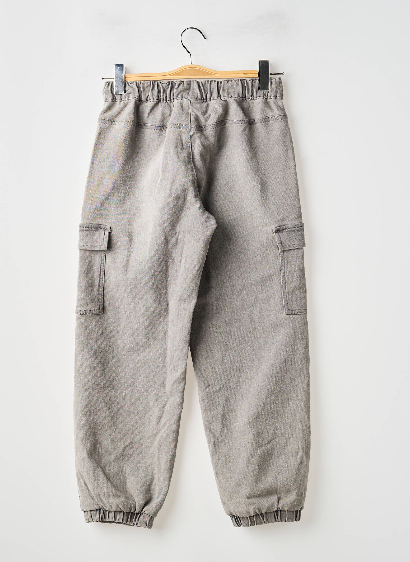 Pantalon cargo strânsă pe partea de jos talie elastică gri BOBOLI fată