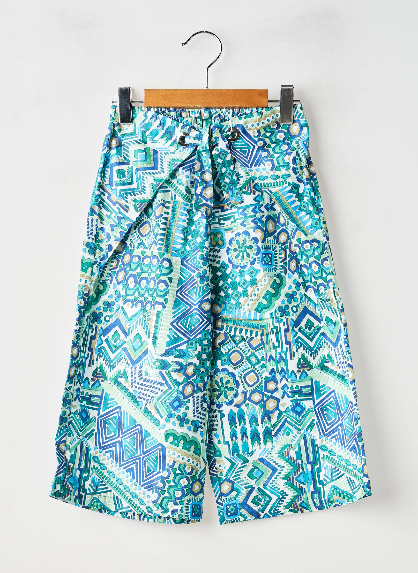 Pantalon larg țesătură poplin talie elastică verde MAYORAL fată