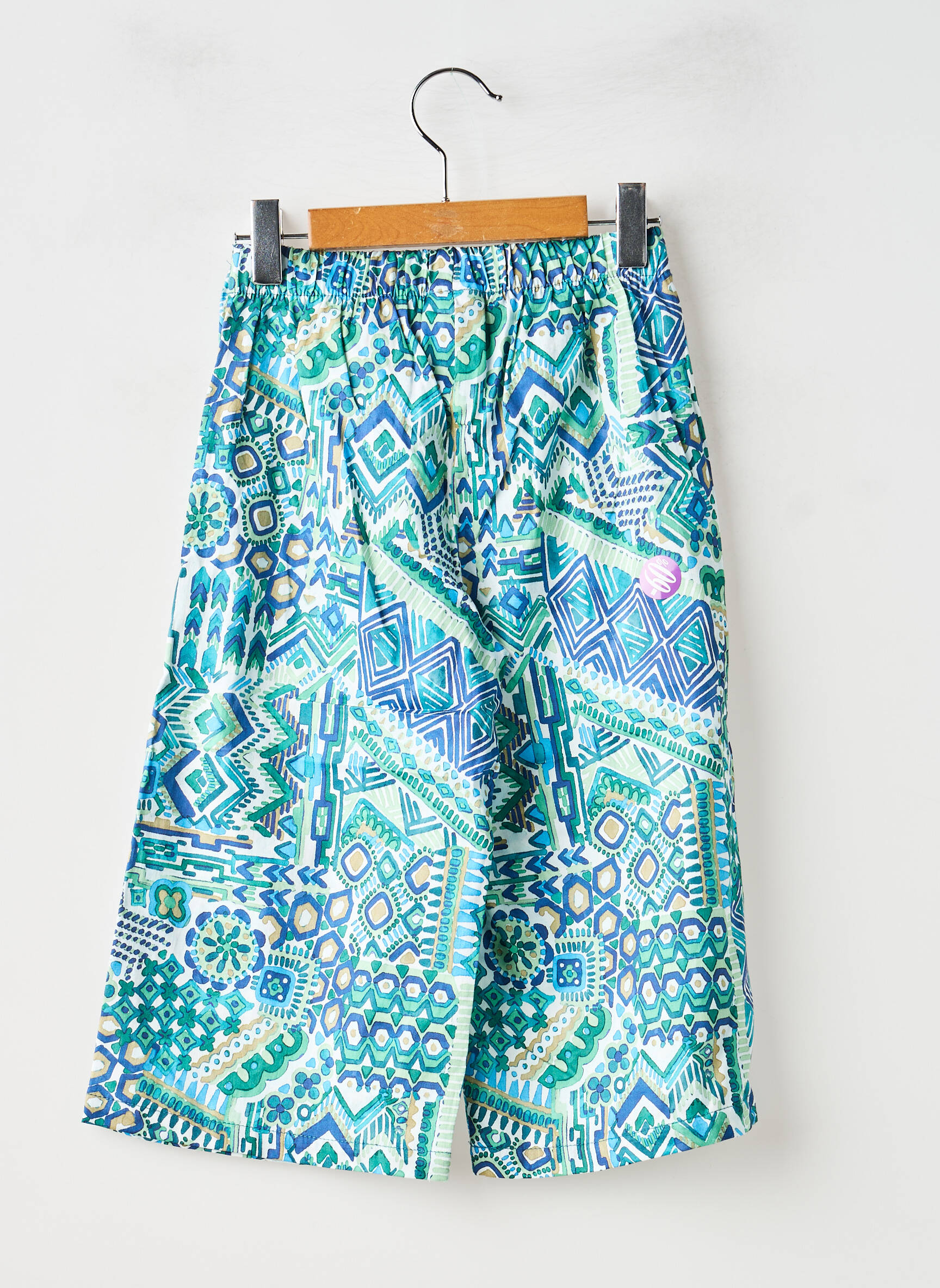 Pantalon larg țesătură poplin talie elastică verde MAYORAL fată