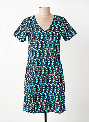 Rochie scurtă mâneci scurte mâneci scurte verde COTON DU MONDE femeie