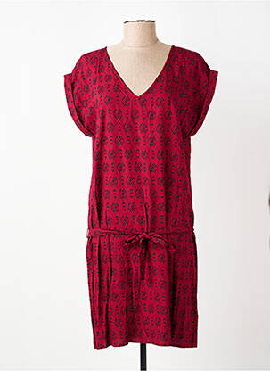 Rochie scurtă mâneci scurte mâneci scurte roșu COTON DU MONDE femeie