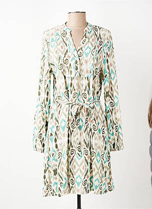 Rochie midi imprimeu fantezie mâneci lungi verde ICHI femeie
