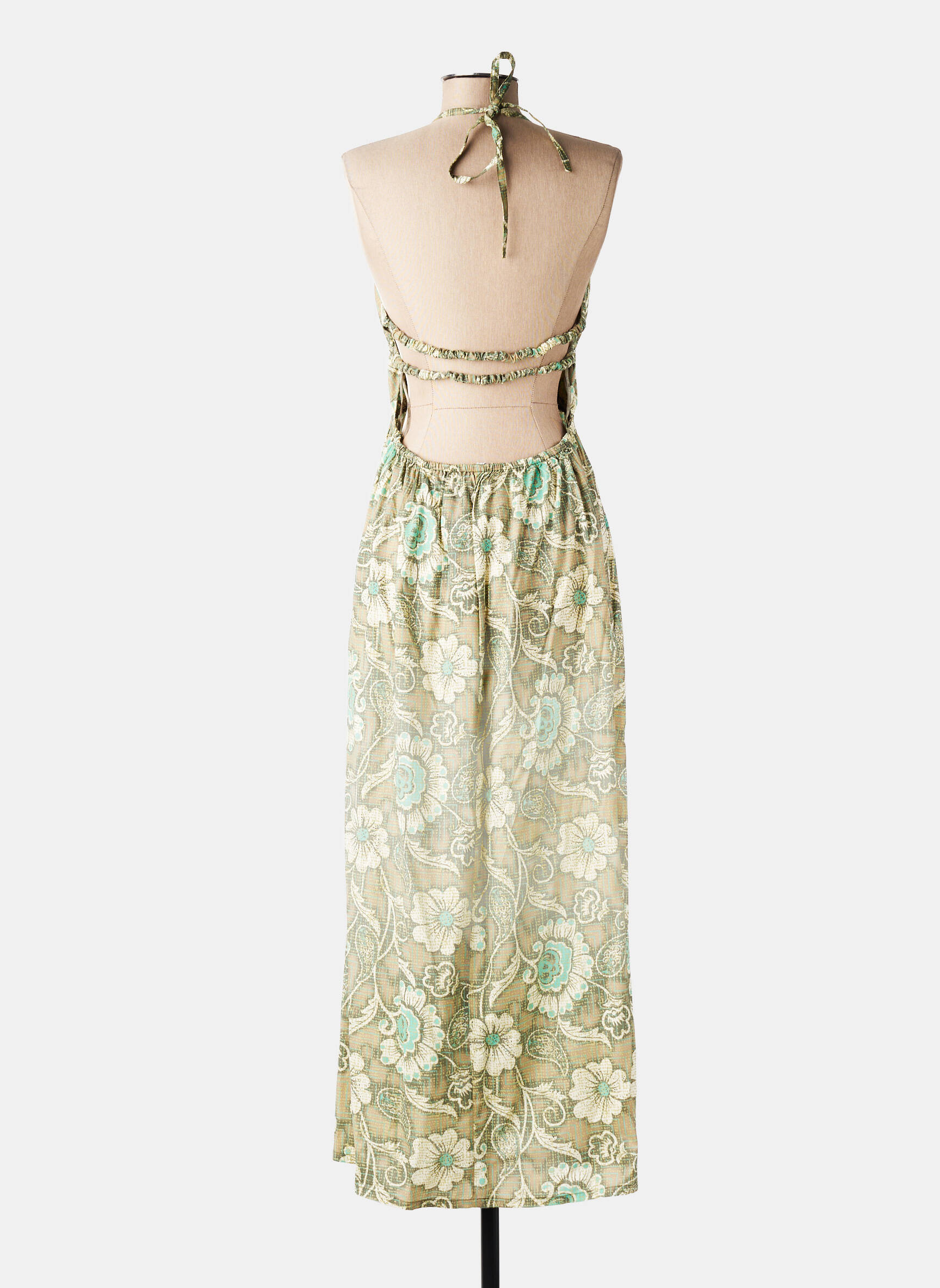 Rochie lungă imprimeu floral bretele subțiri verde TIFFOSI femeie