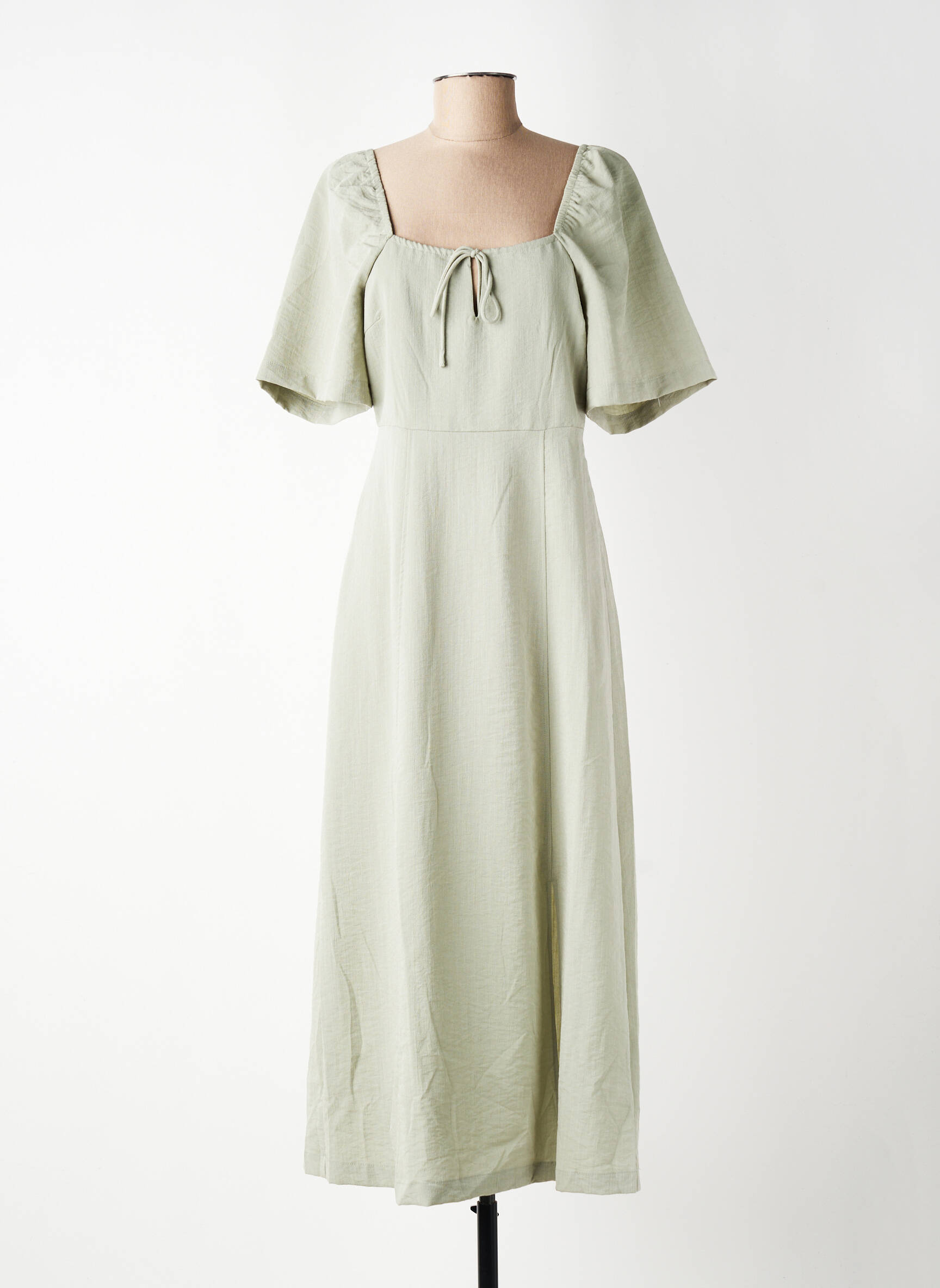 Rochie lungă mâneci scurte mâneci scurte verde ICHI femeie