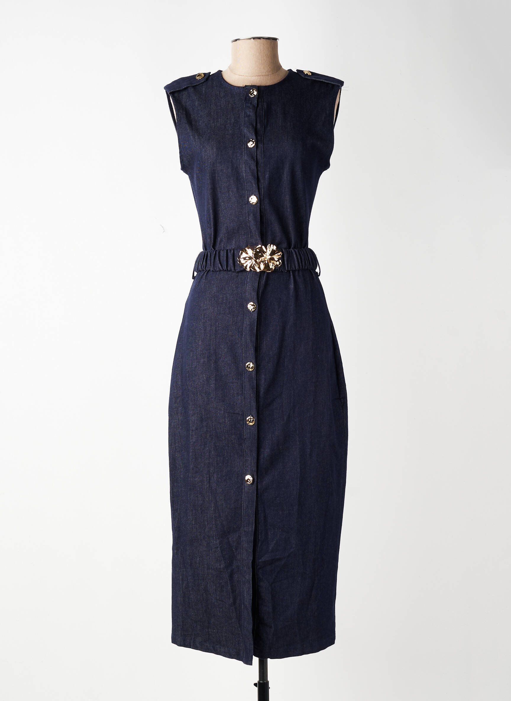 Rochie lungă fără mâneci fără mâneci albastru MOOYA femeie