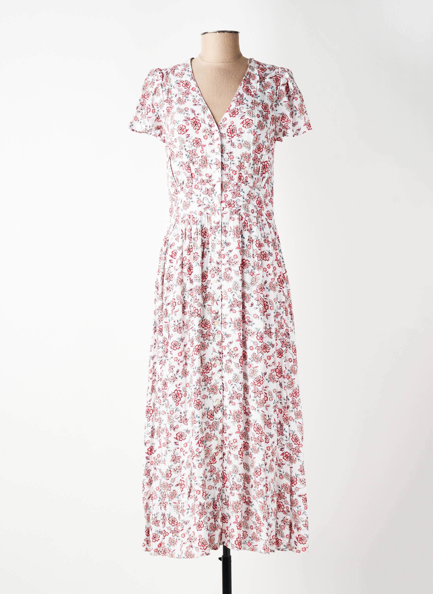Rochie lungă mâneci scurte mâneci scurte roșu C'EST BEAU LA VIE femeie