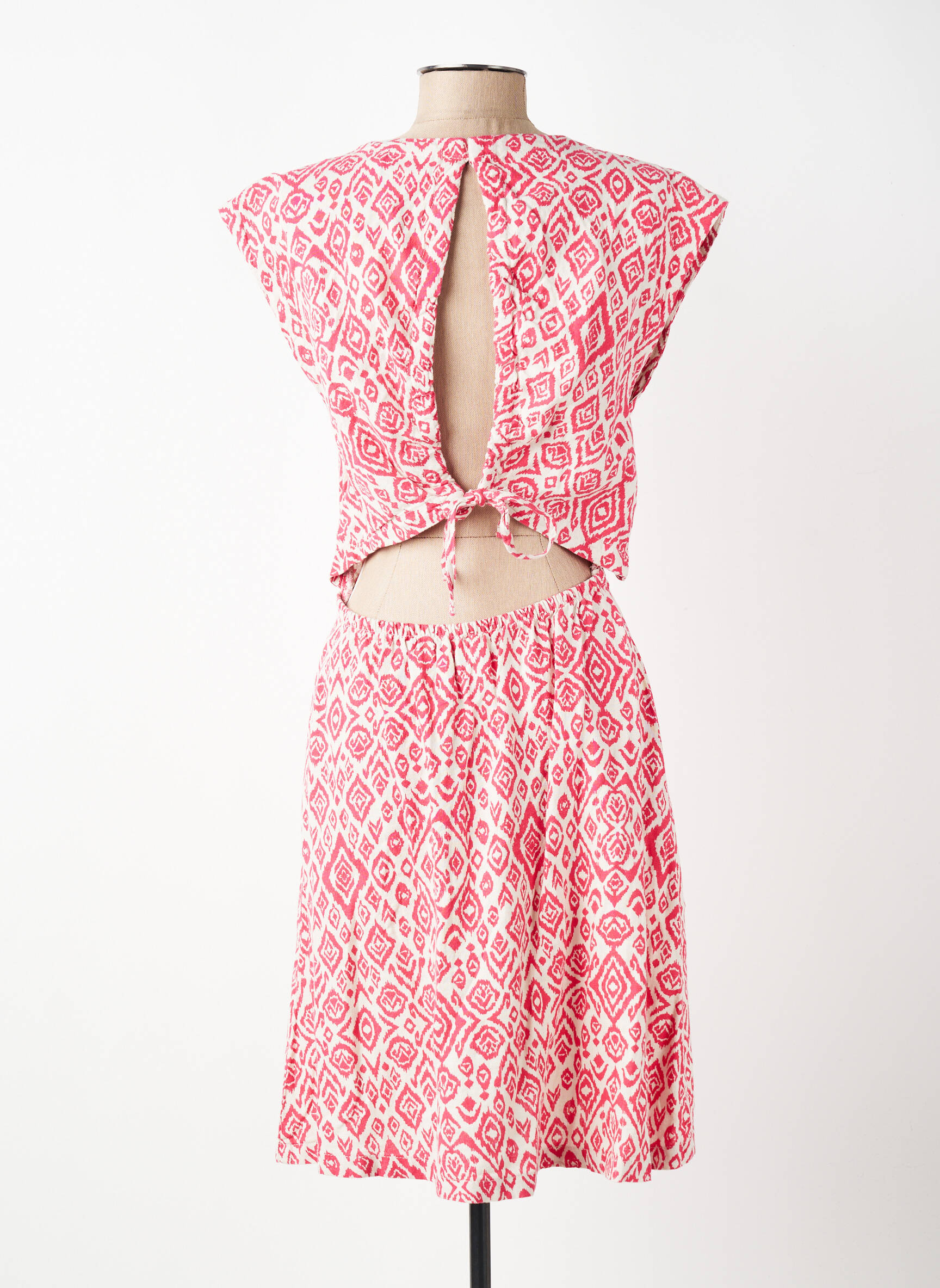 Rochie midi fără mâneci fără mâneci roz ICHI femeie