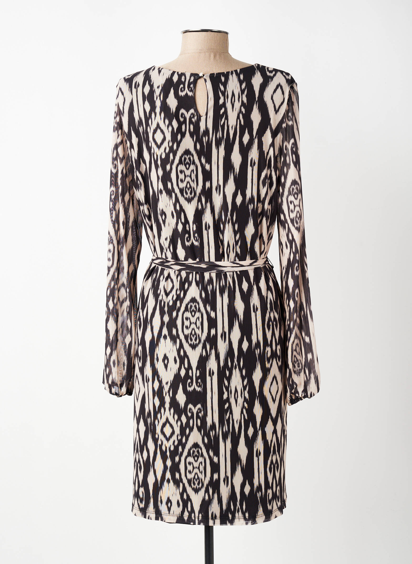 Rochie midi imprimeu fantezie mâneci lungi maro GARCIA femeie