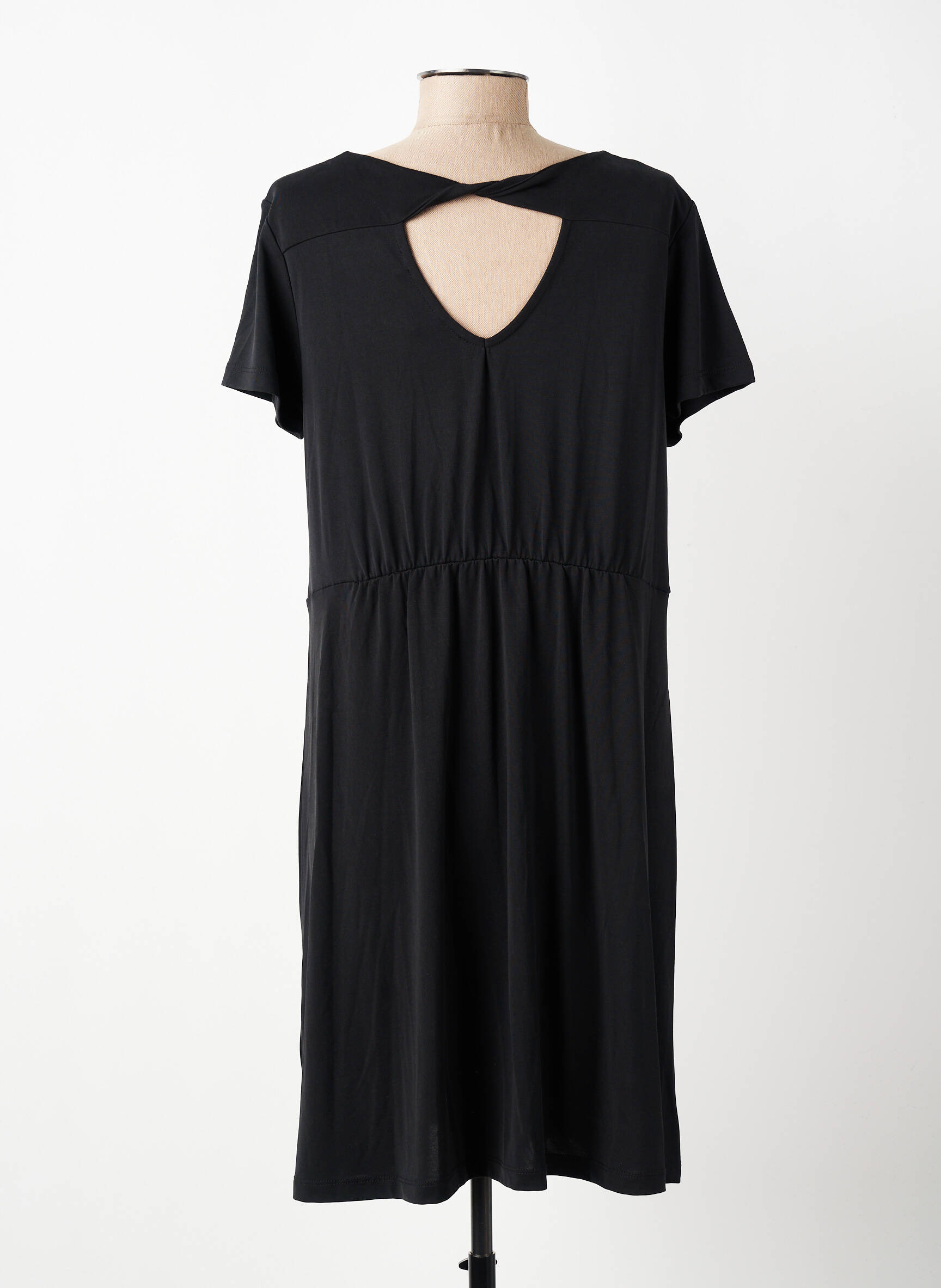 Rochie midi croială fluidă mâneci scurte negru ÉTYMOLOGIE femeie