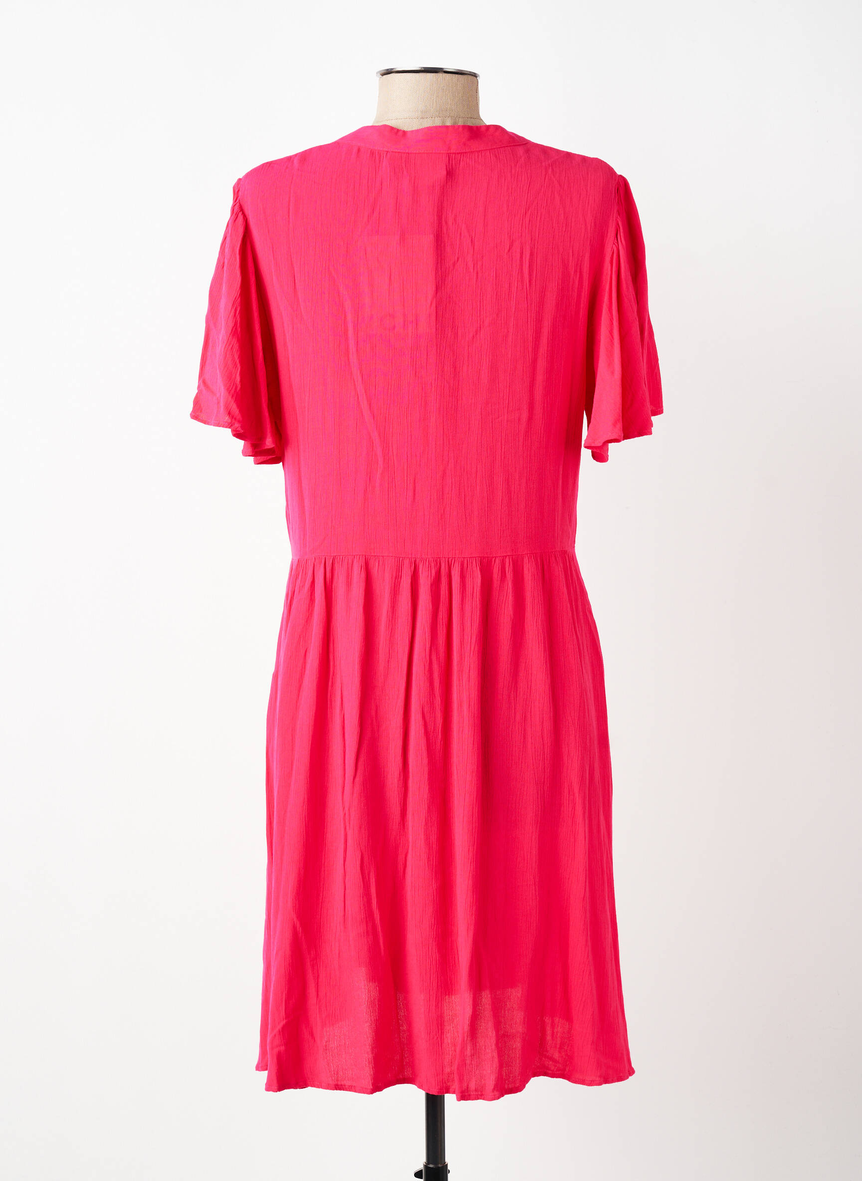 Rochie midi croială fluidă mâneci scurte roz ICHI femeie
