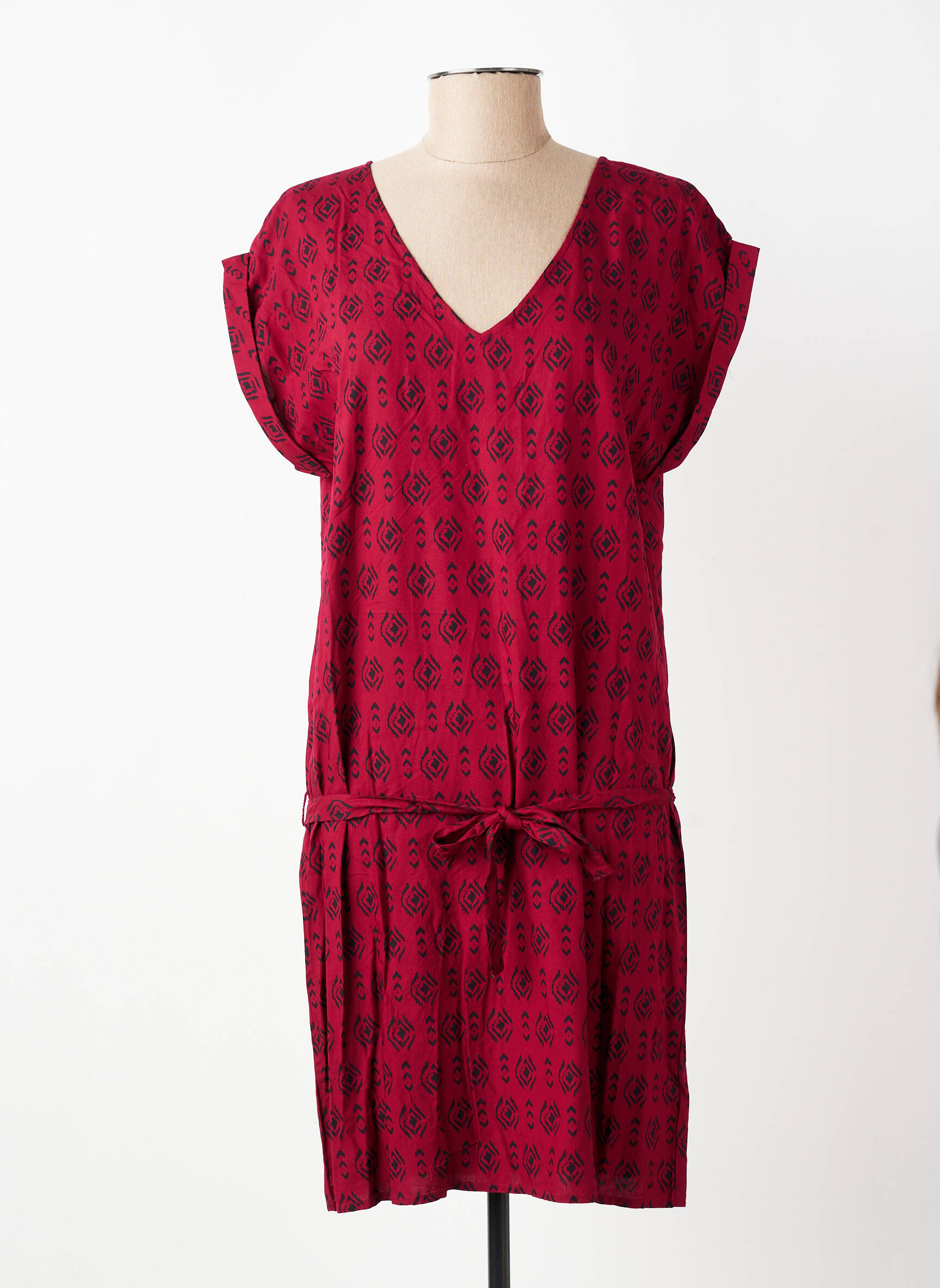Rochie scurtă mâneci scurte mâneci scurte roșu COTON DU MONDE femeie