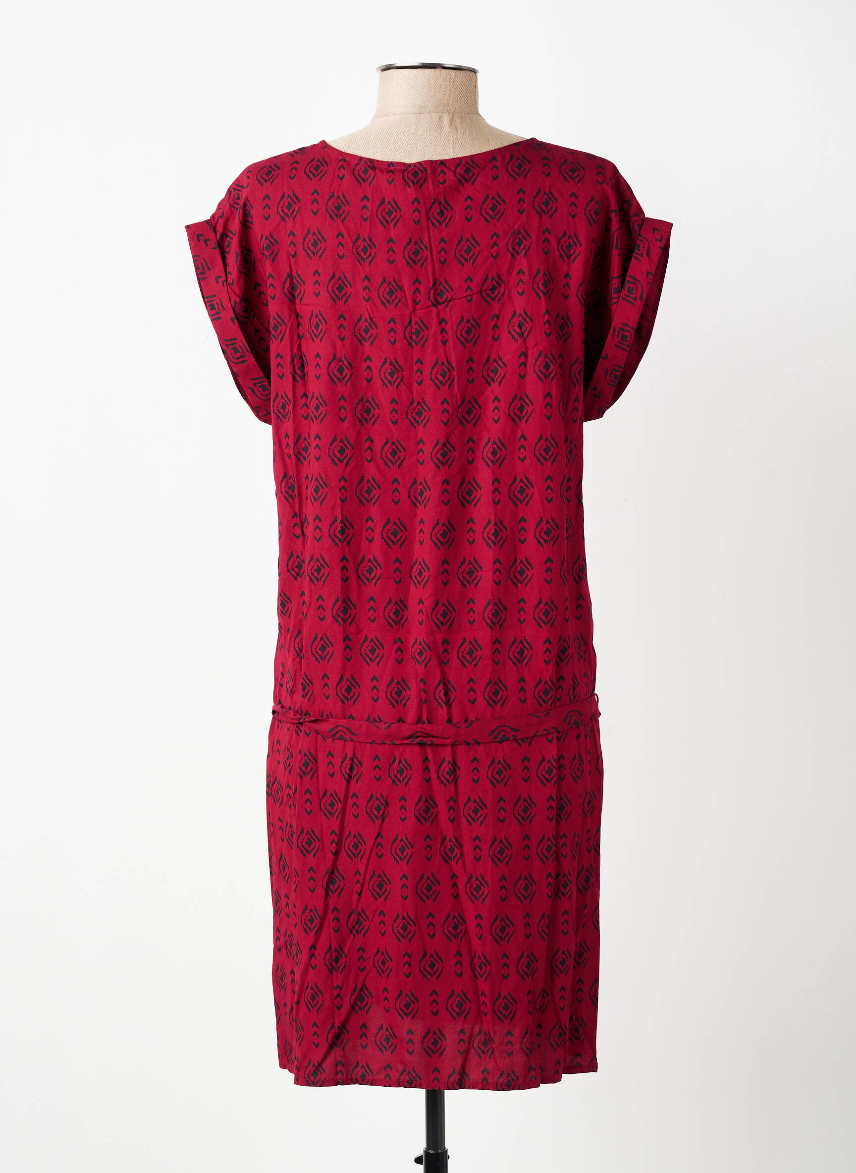 Rochie scurtă mâneci scurte mâneci scurte roșu COTON DU MONDE femeie