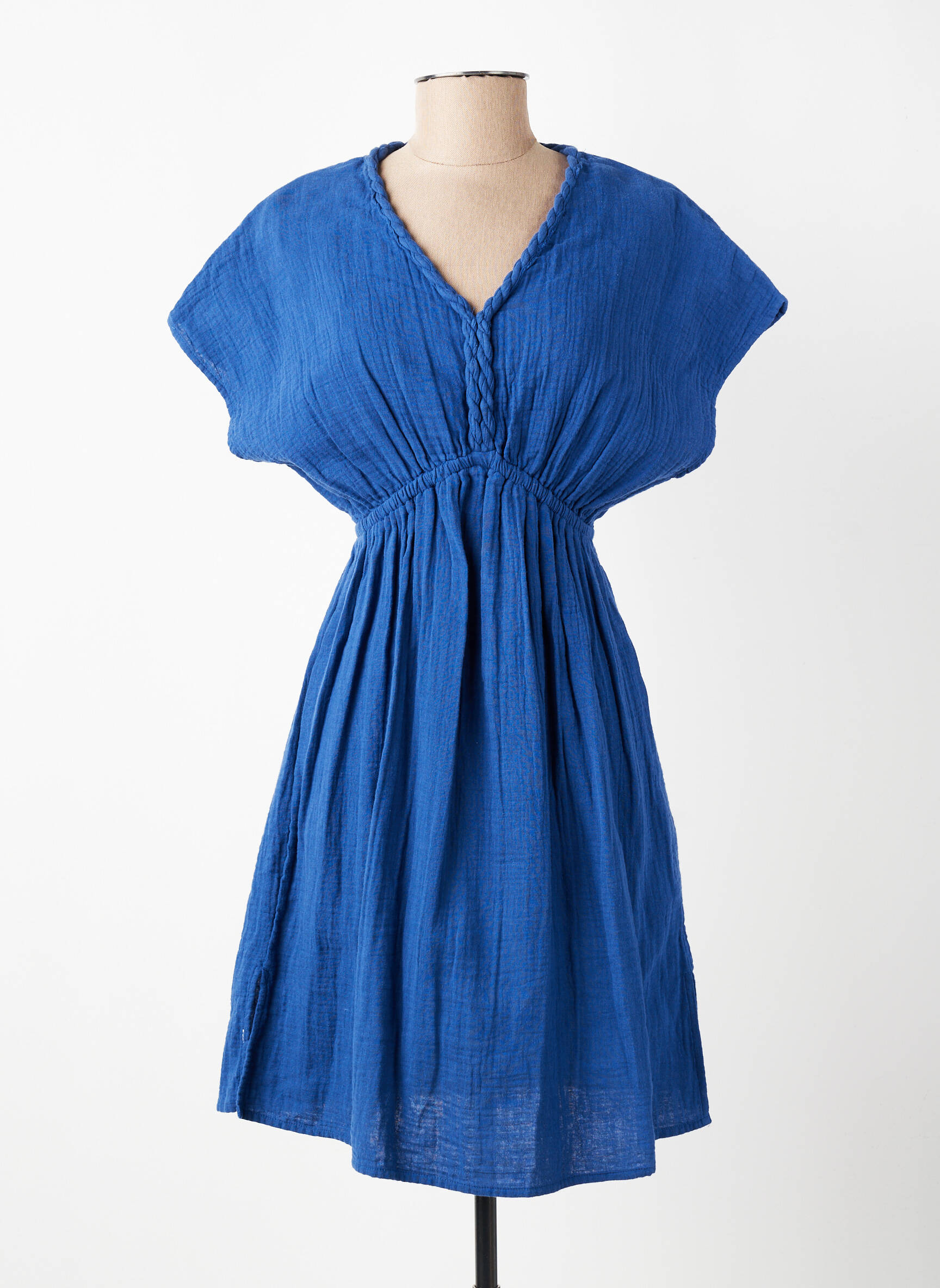 Rochie scurtă mâneci scurte mâneci scurte albastru C'EST BEAU LA VIE femeie