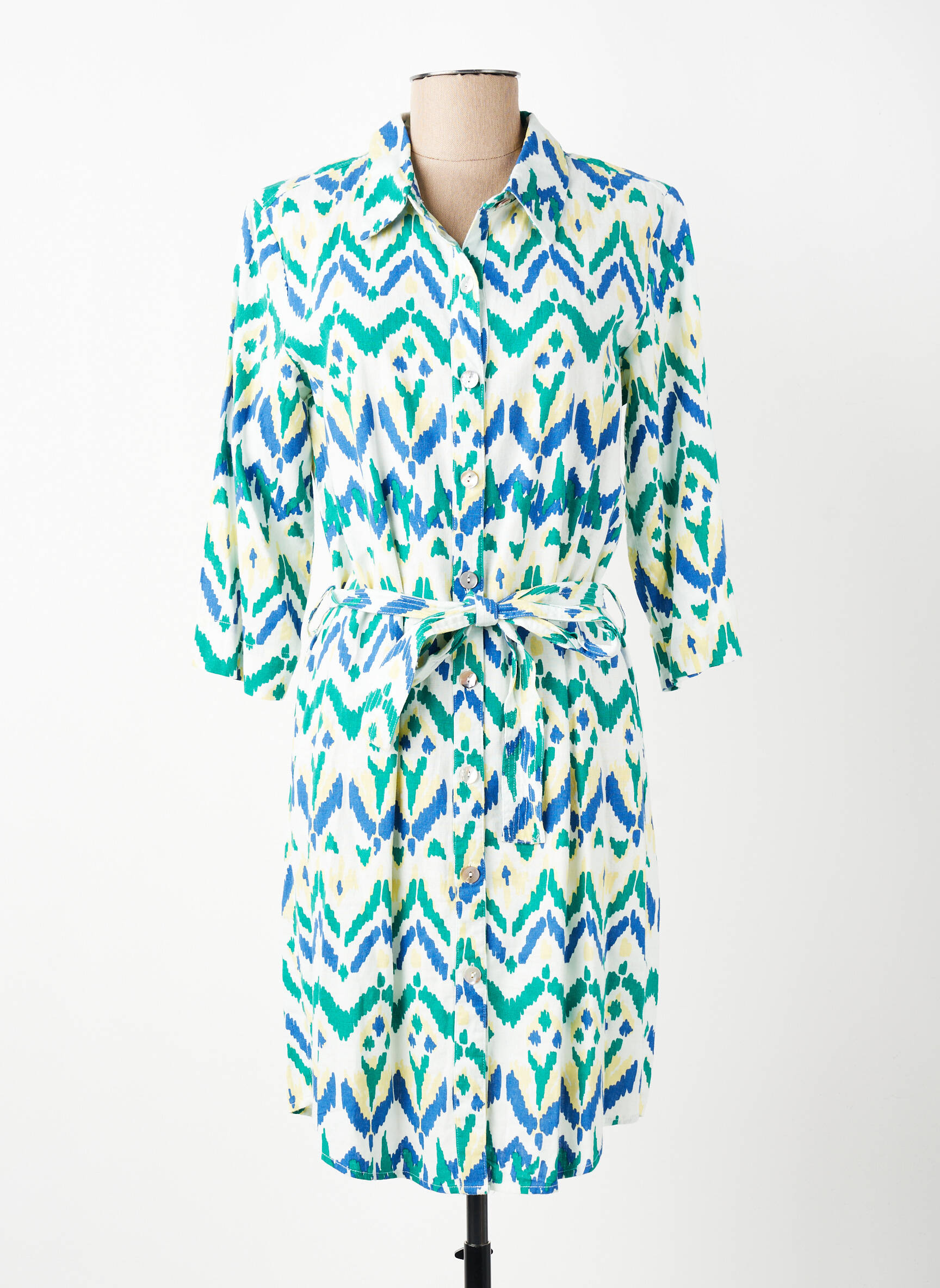 Rochie scurtă mâneci 3/4 mâneci 3/4 albastru ÉTYMOLOGIE femeie