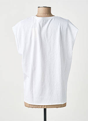Tricou guler în v mâneci scurte alb C'EST BEAU LA VIE femeie