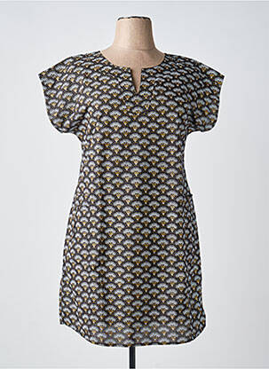 Rochie scurtă mâneci scurte mâneci scurte negru COTON DU MONDE femeie