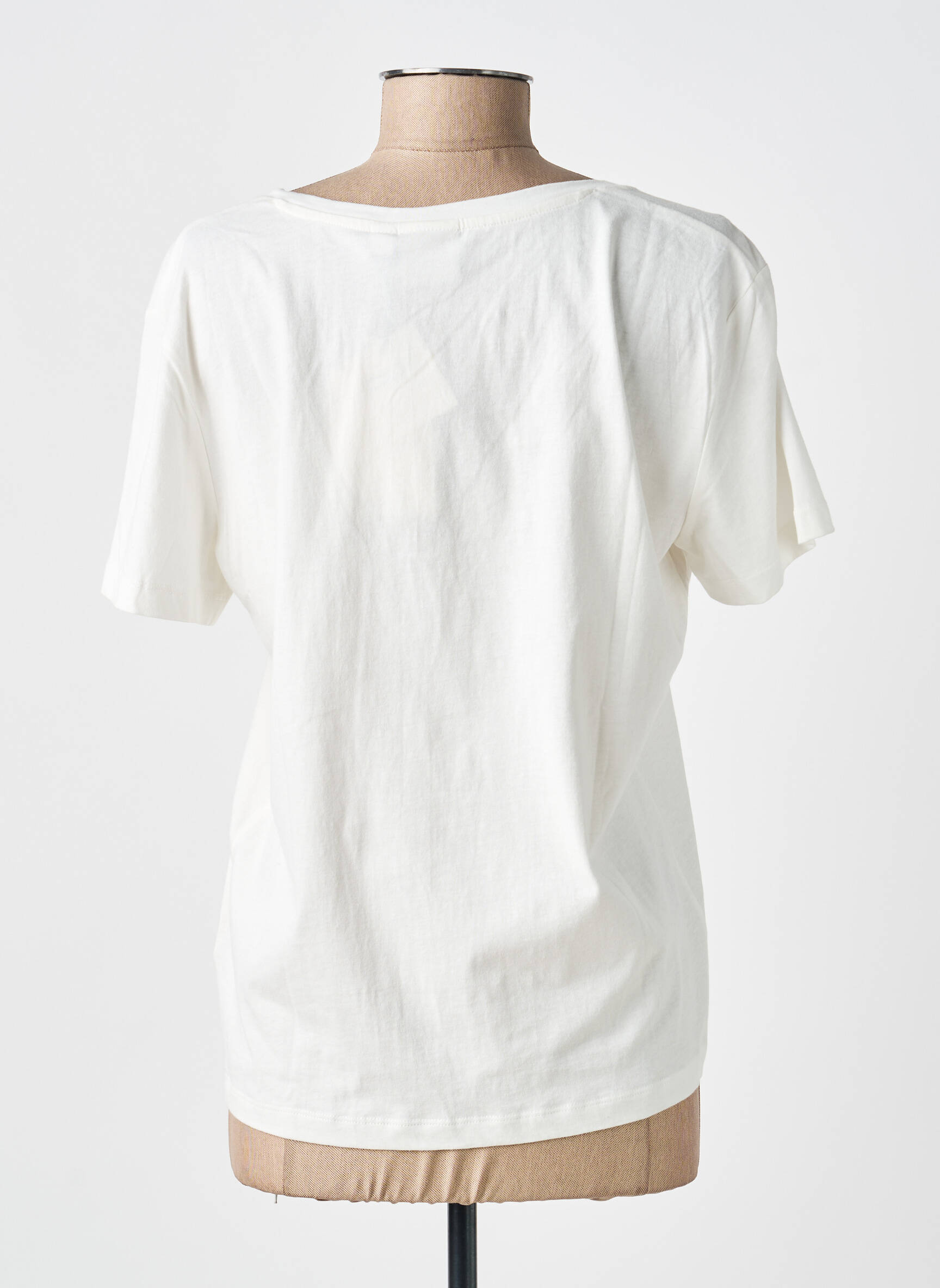 Tricou imprimeu fantezie mâneci scurte bej ICHI femeie