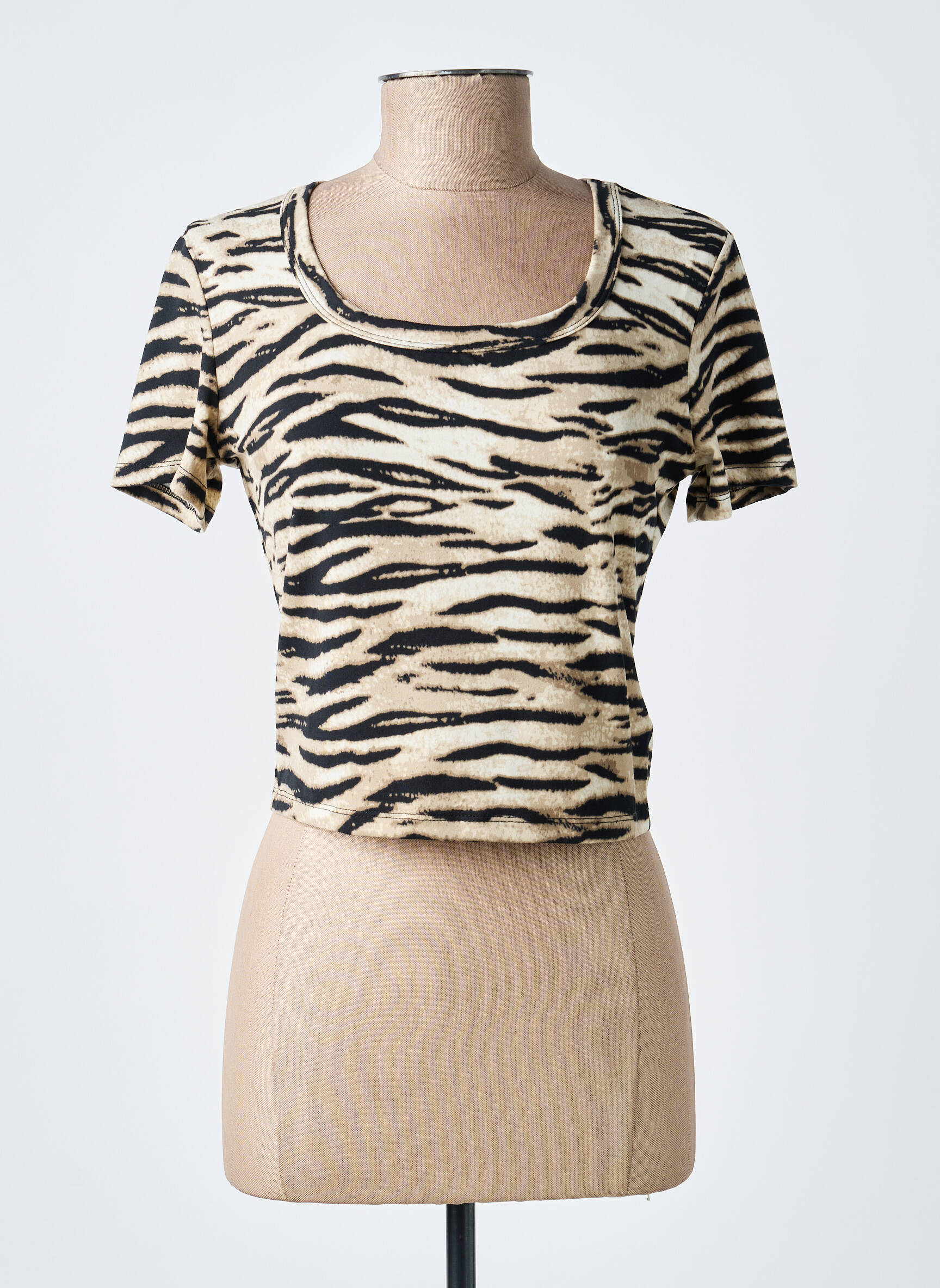 Tricou elasticitate mâneci scurte bej JCL femeie