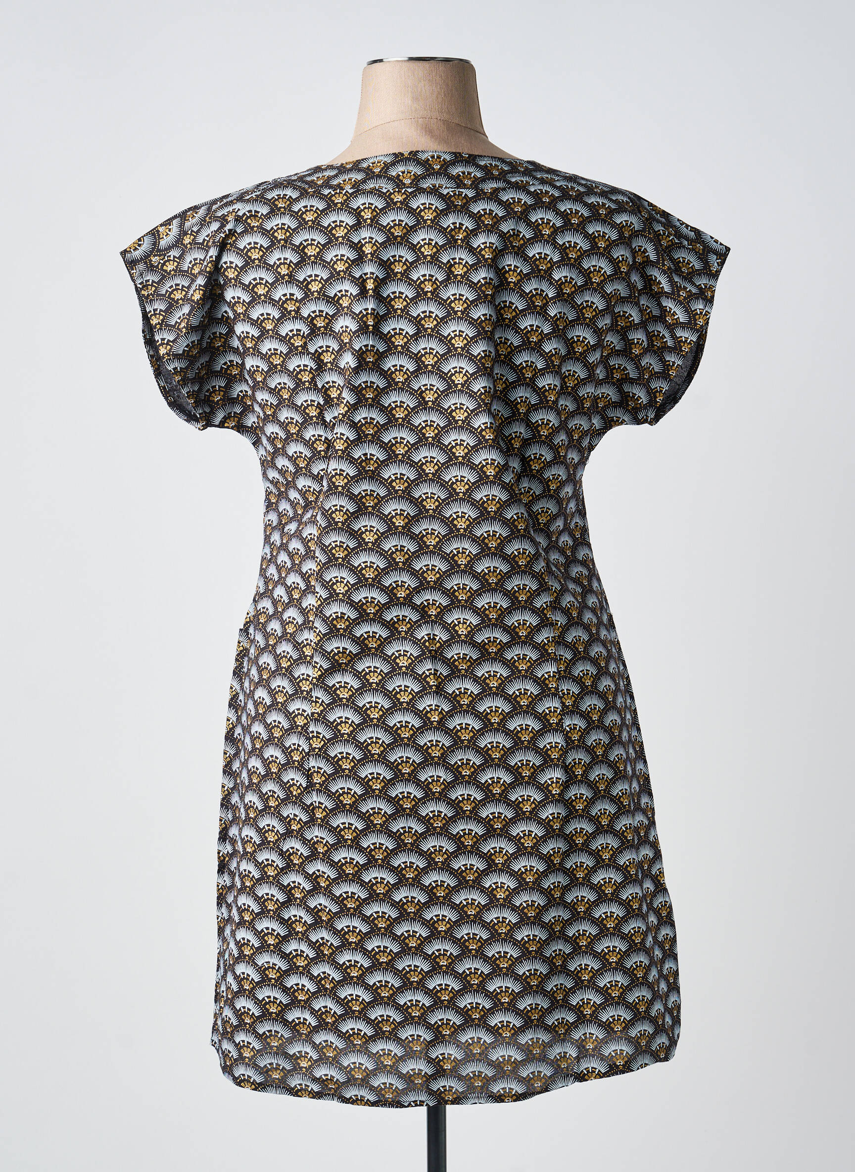 Rochie scurtă mâneci scurte mâneci scurte negru COTON DU MONDE femeie