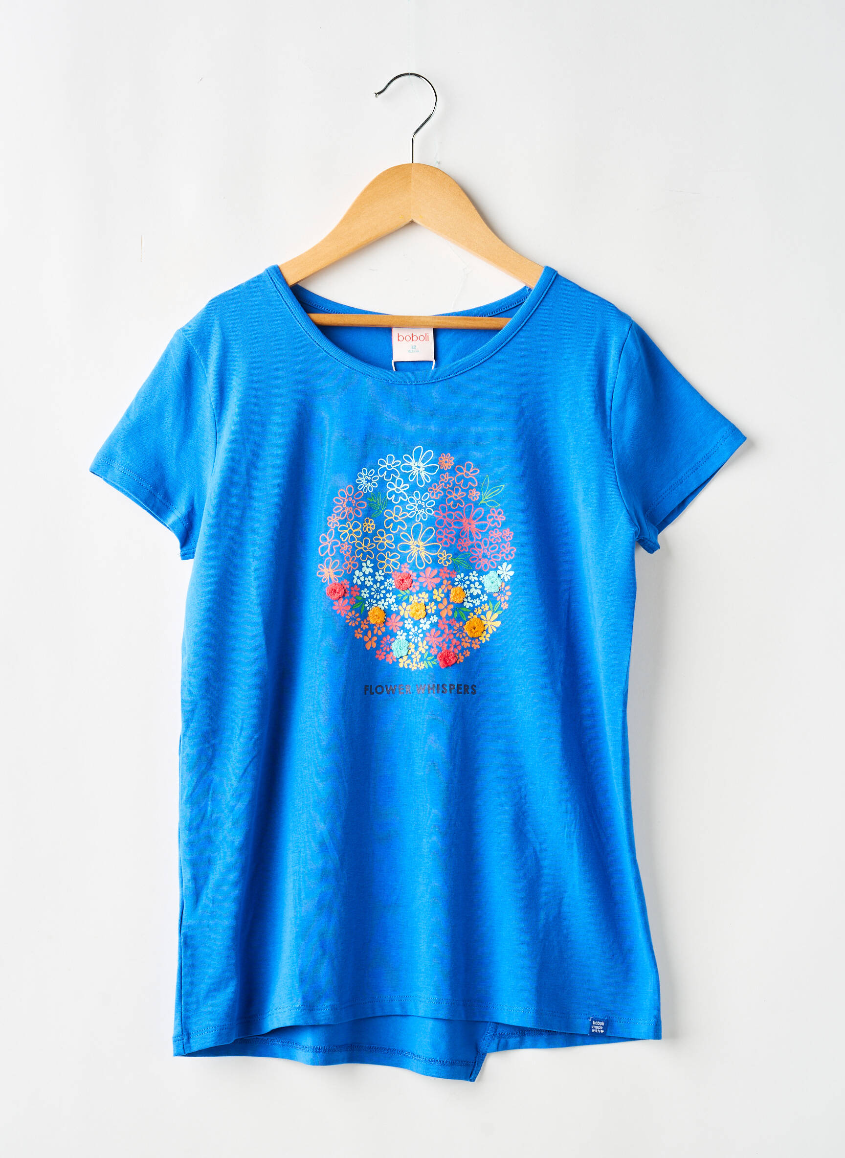 Tricou elasticitate mâneci scurte albastru BOBOLI fată