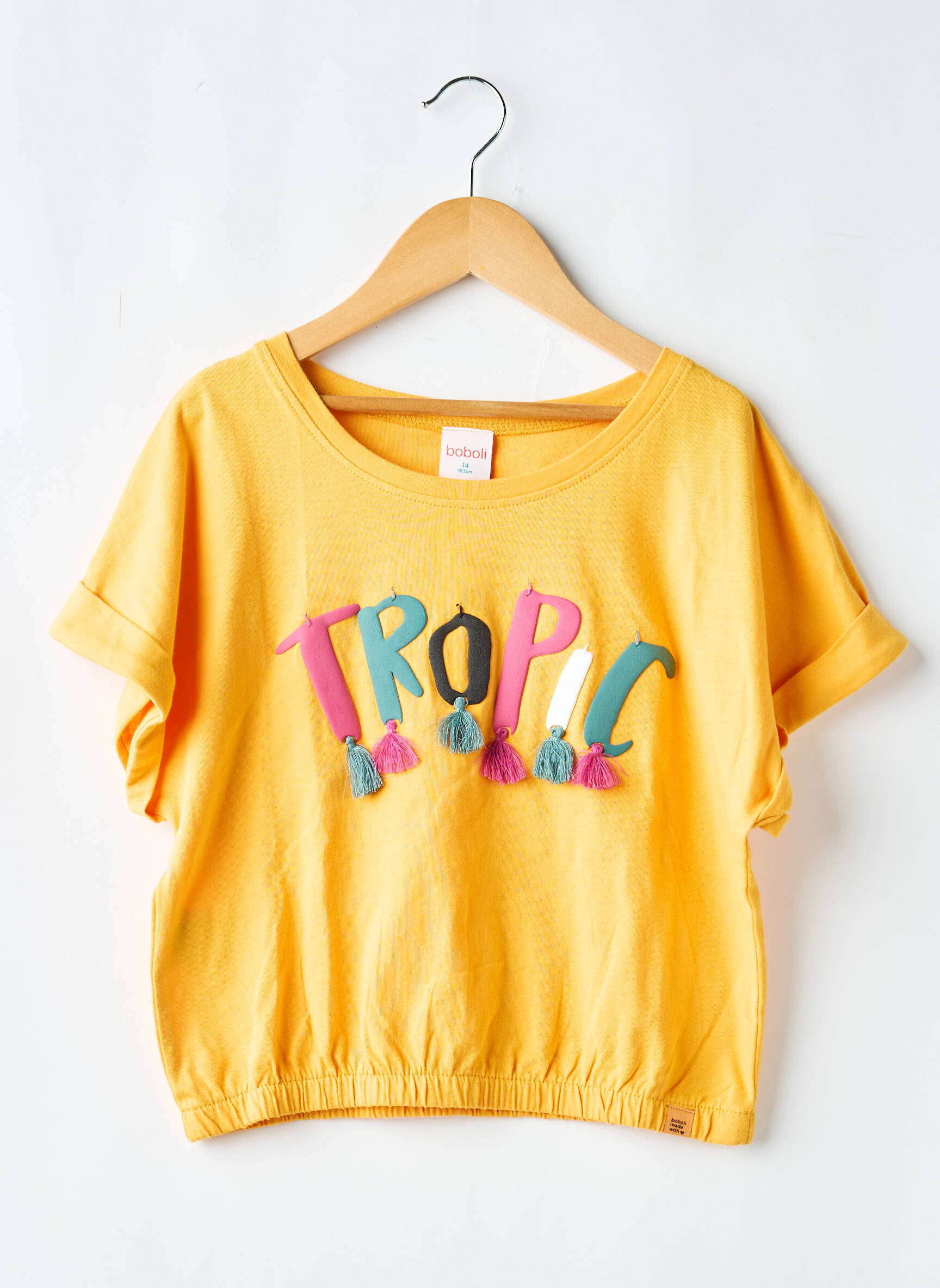 Tricou elasticitate mâneci scurte portocalie BOBOLI fată